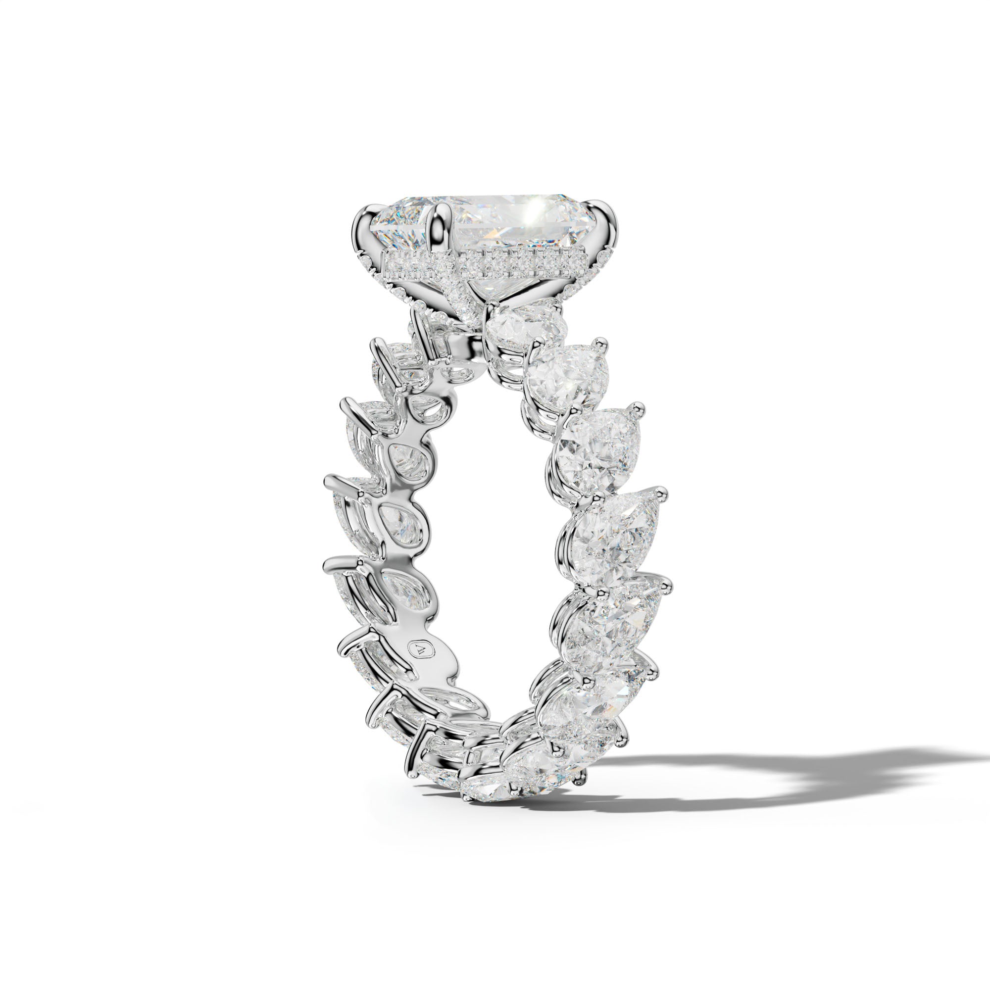 Quinn Radiant Diamond  Engagement Ring With Slanted Pear Side Stones