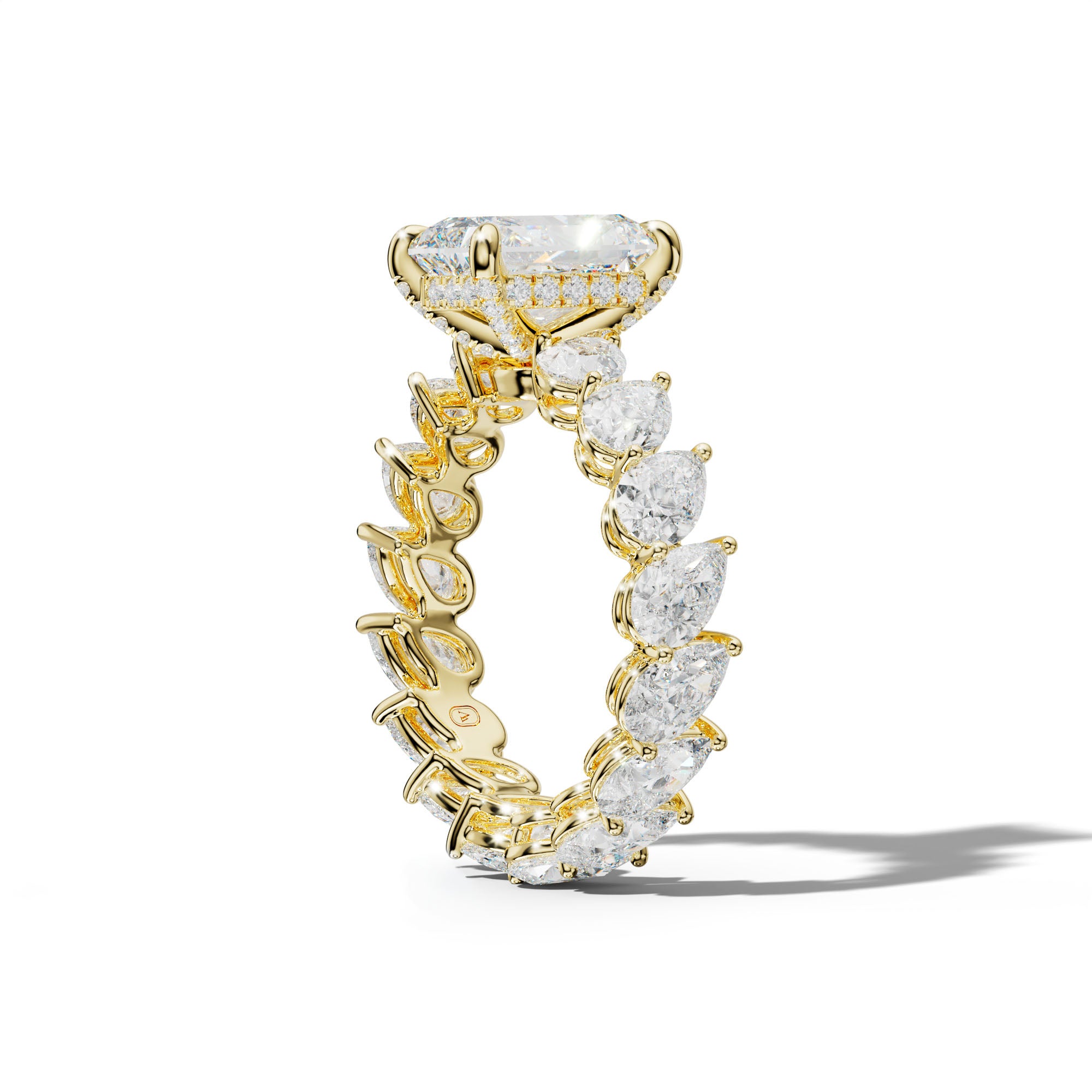 Quinn Radiant Diamond  Engagement Ring With Slanted Pear Side Stones