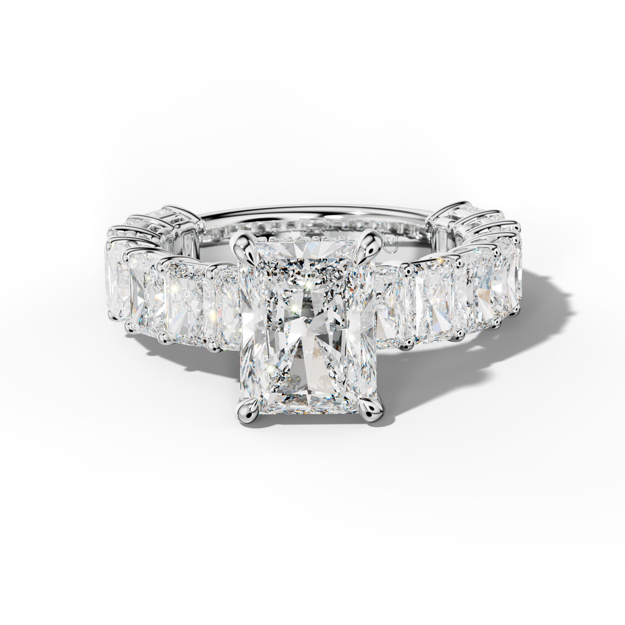 Naomi Radiant Diamond Engagement Ring With Radiant Side Stones