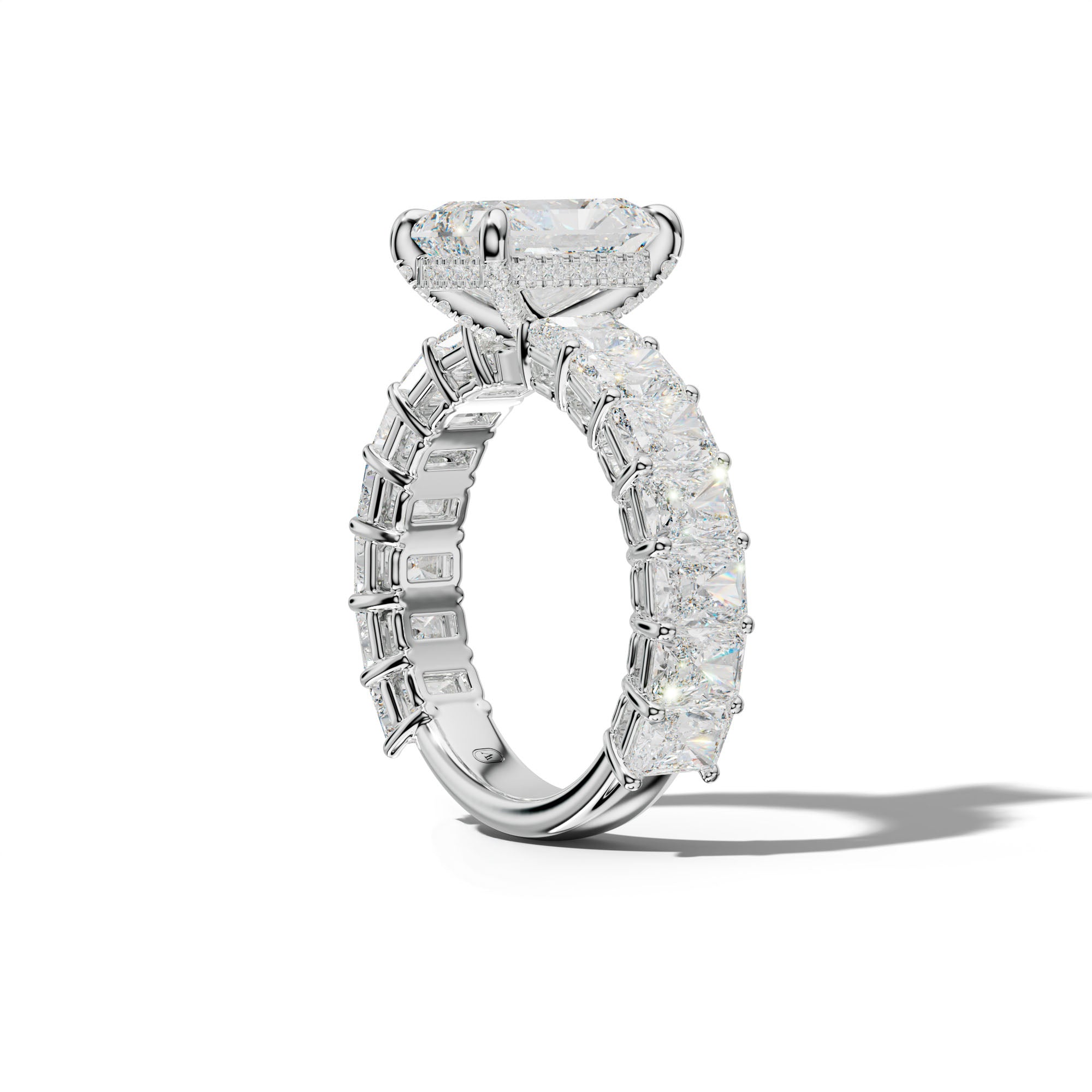 Naomi Radiant Diamond Engagement Ring With Radiant Side Stones