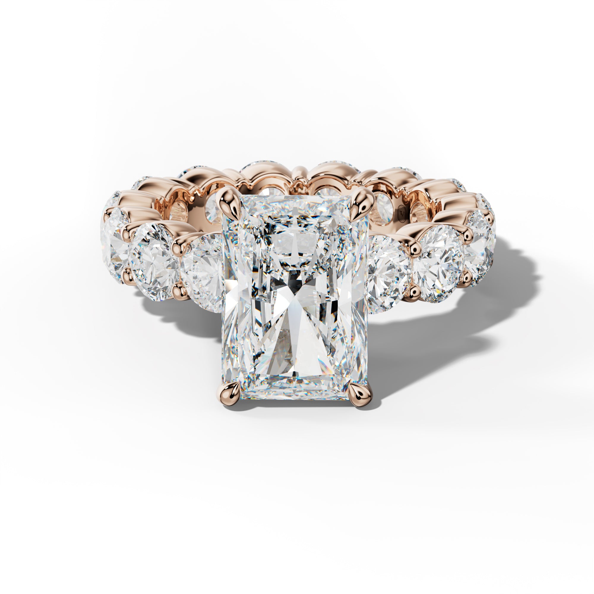 Fernanda Radiant Diamond Engagement Ring With Round Side Stones