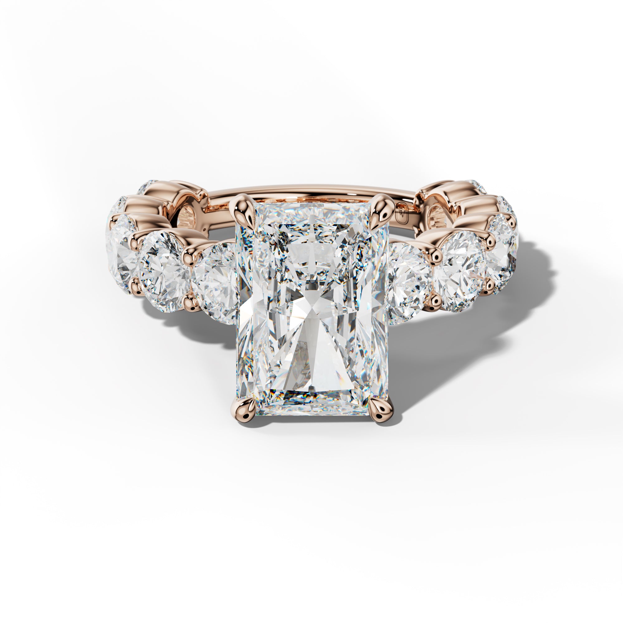 Marley Radiant Diamond Engagement Ring With Round Side Stones