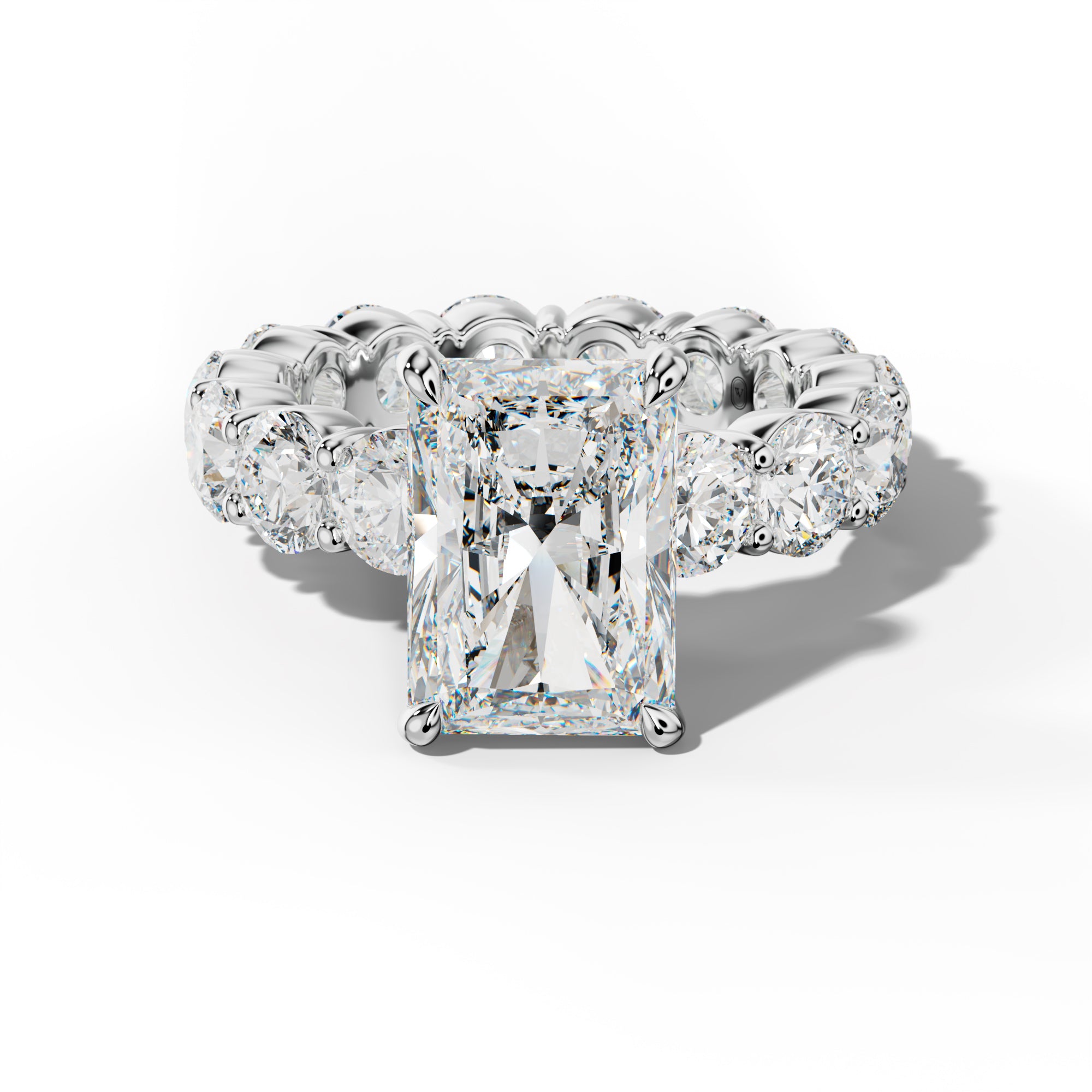 Fernanda Radiant Diamond Engagement Ring With Round Side Stones