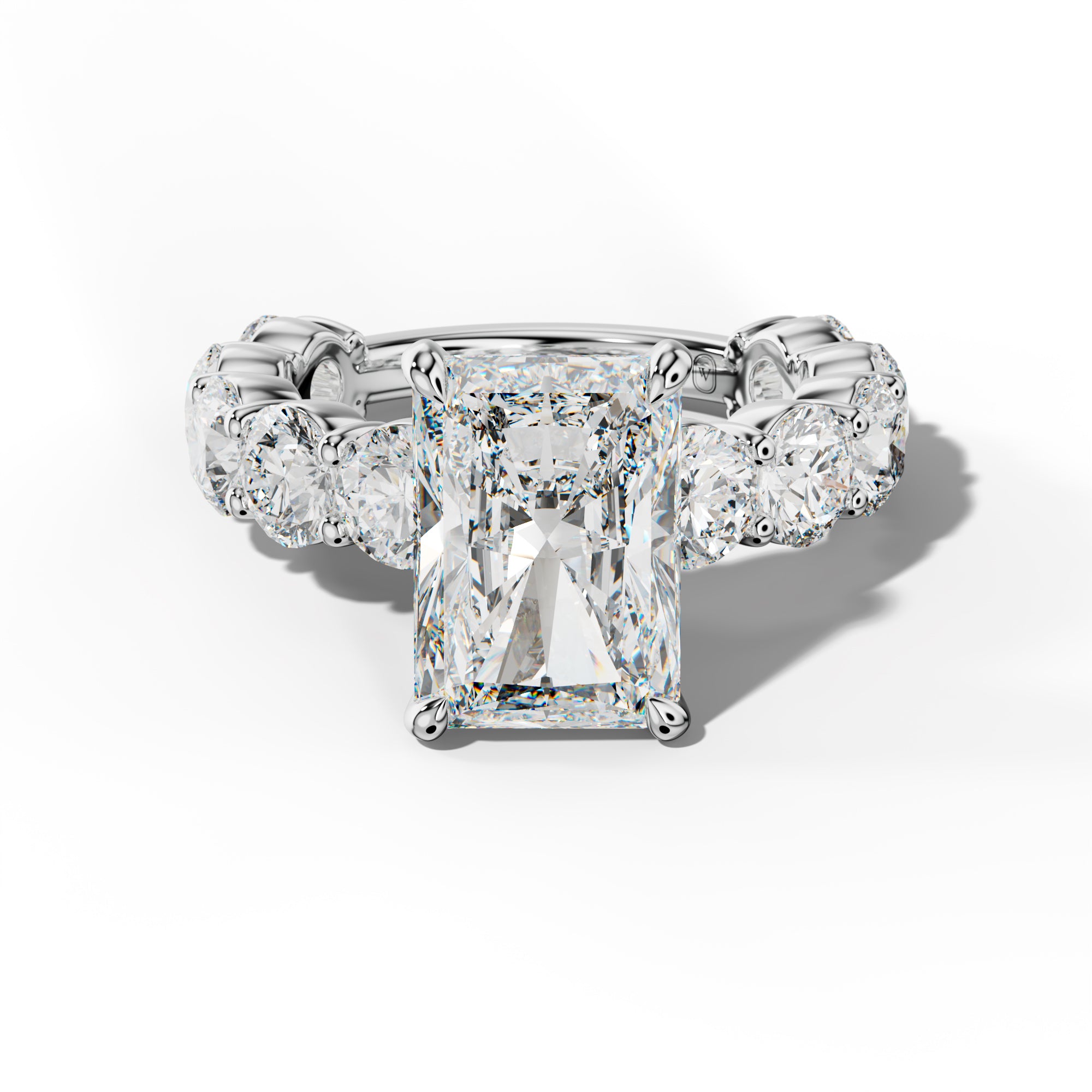 Marley Radiant Diamond Engagement Ring With Round Side Stones
