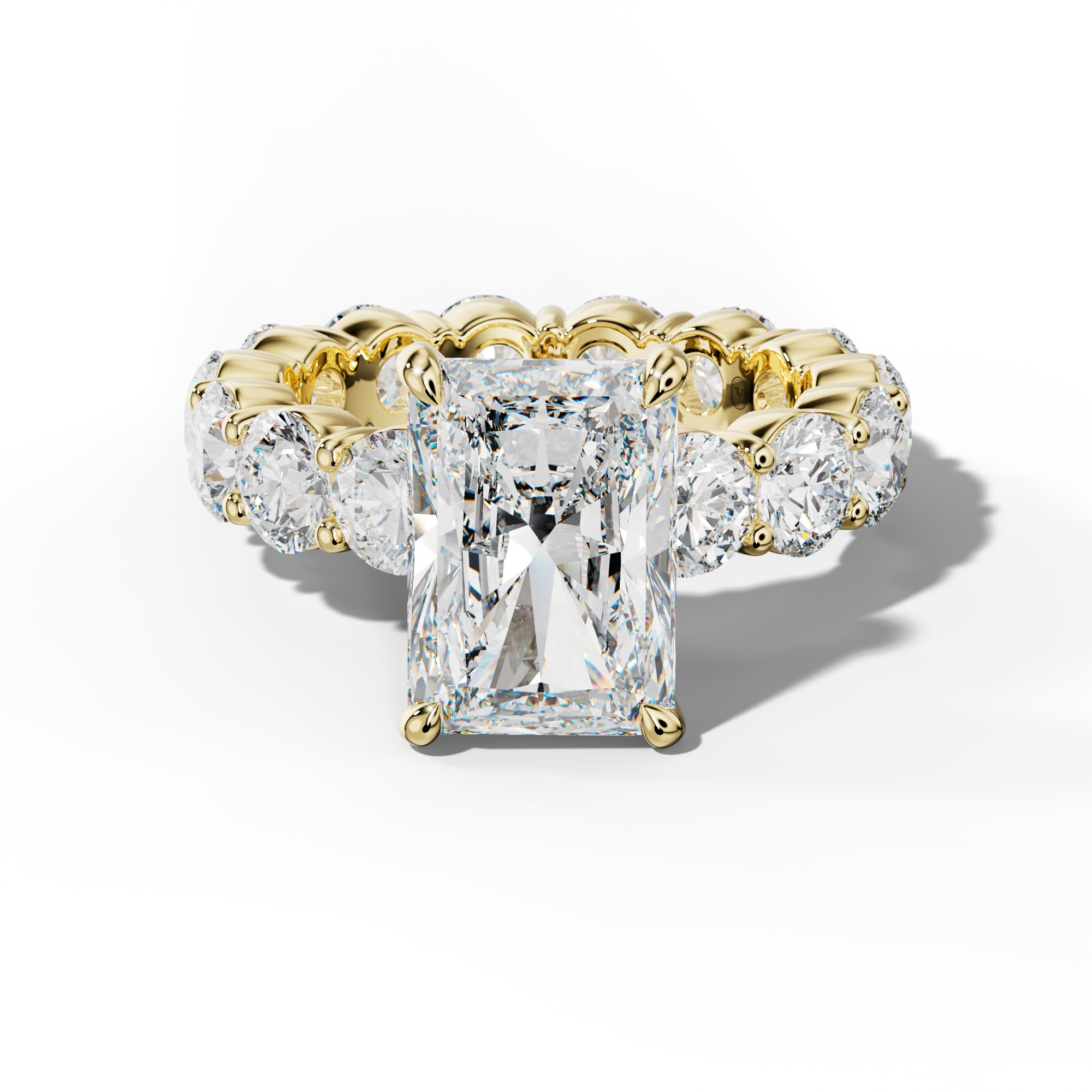 Fernanda Radiant Diamond Engagement Ring With Round Side Stones