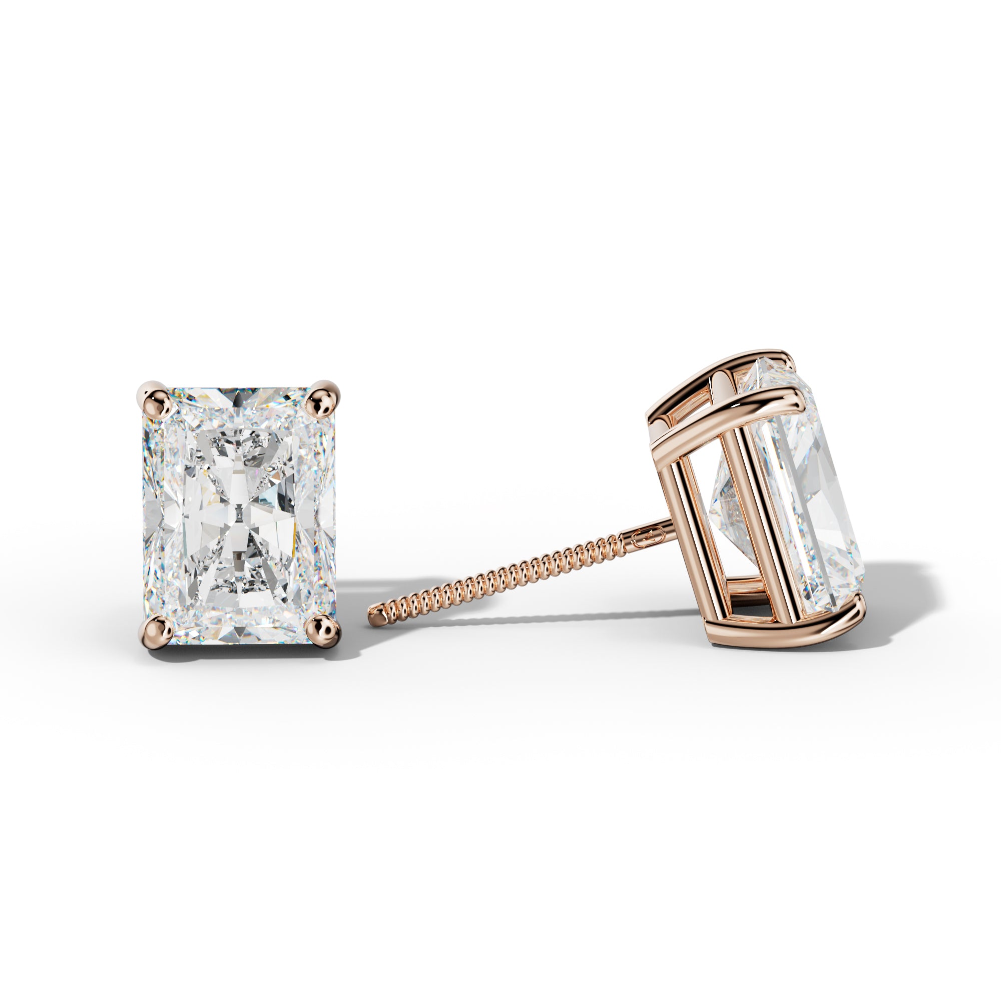 Radiant Diamond Stud Earrings With Classic Four Prongs
