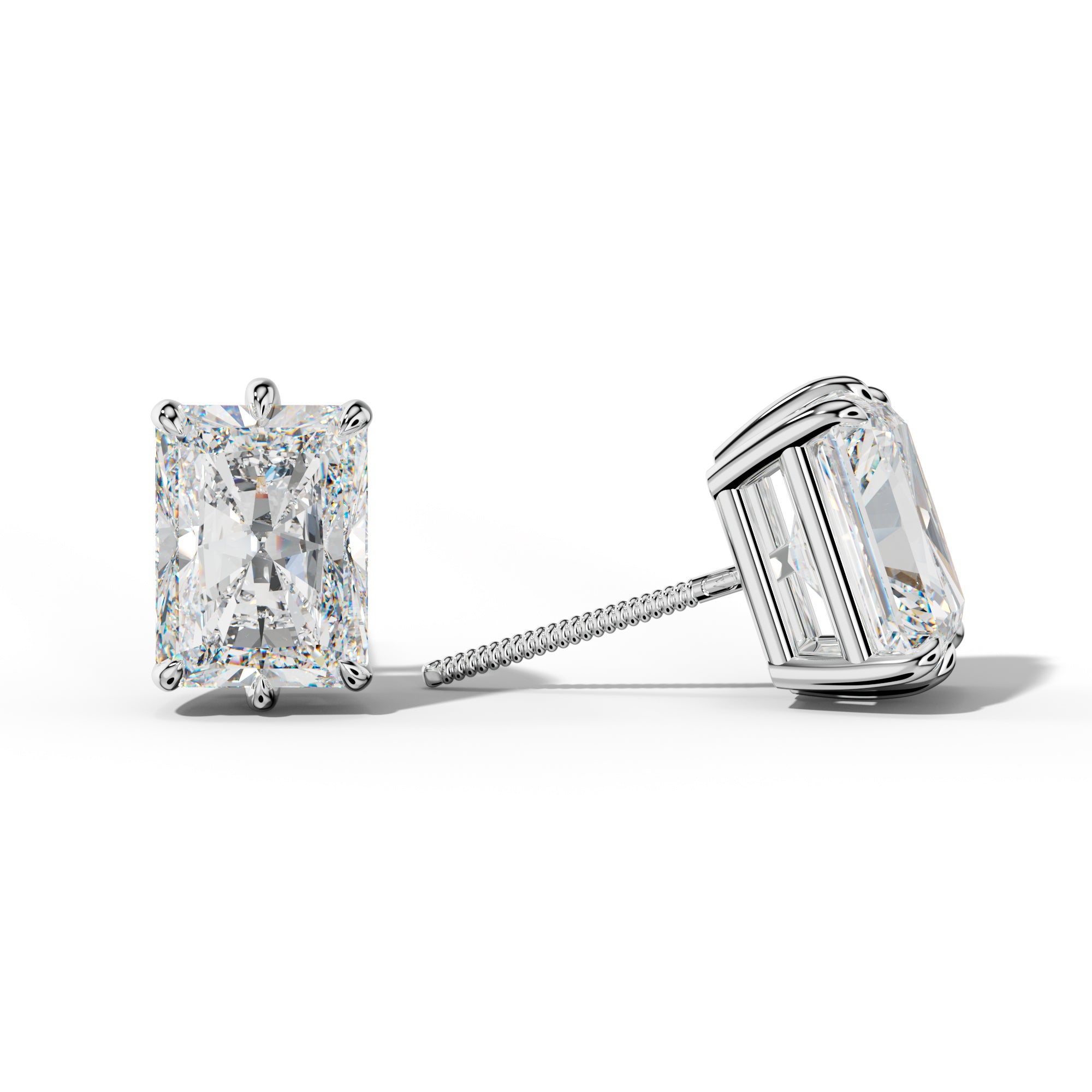Radiant Diamond Stud Earrings With Six Prongs