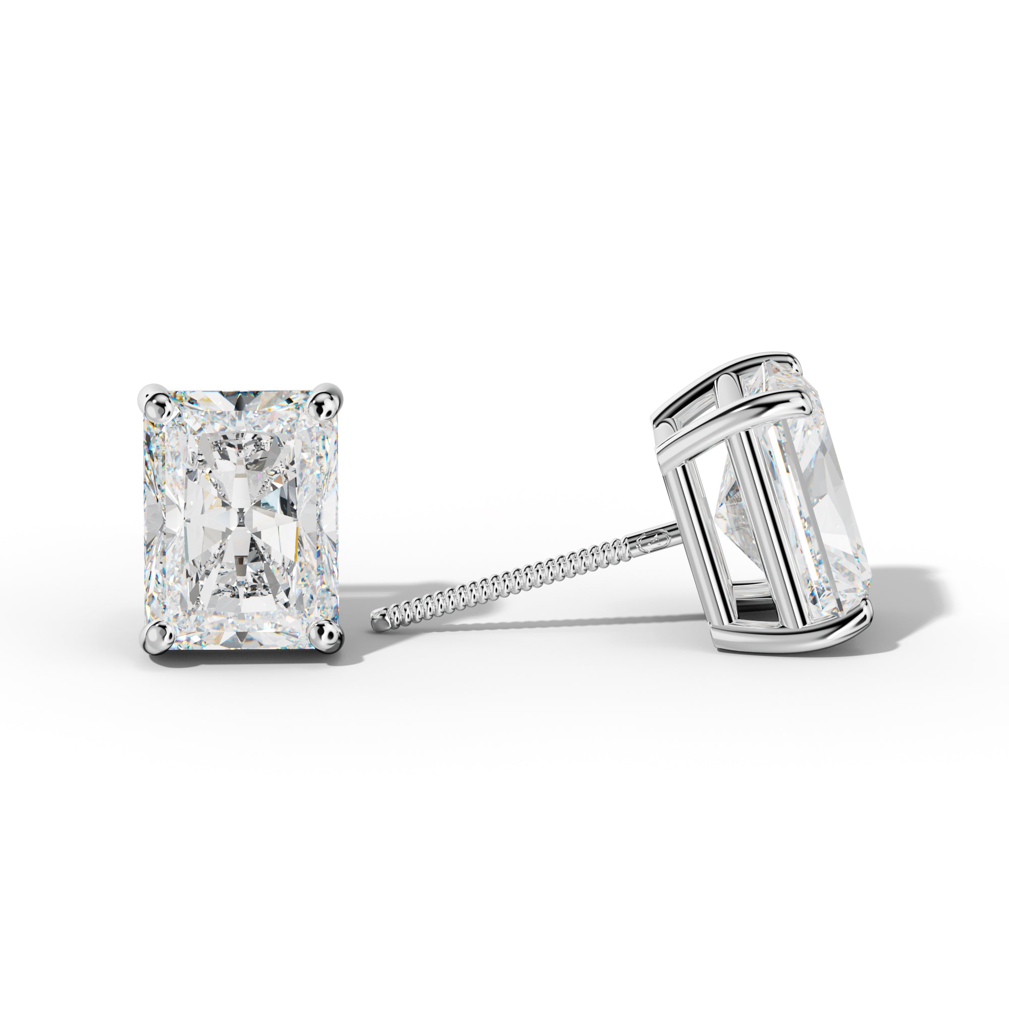 Radiant Diamond Stud Earrings With Classic Four Prongs