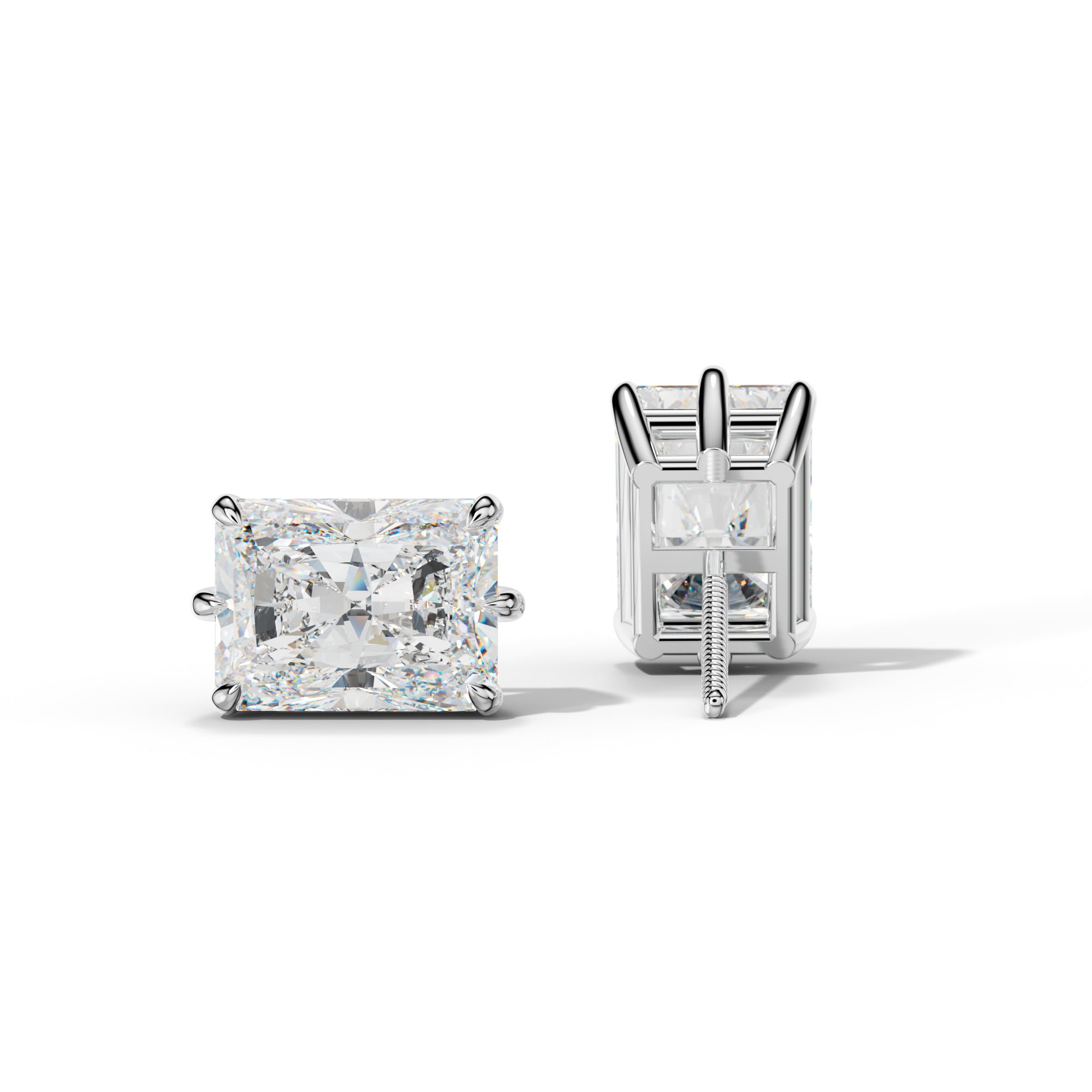 Radiant Diamond Stud Earrings With Six Prongs