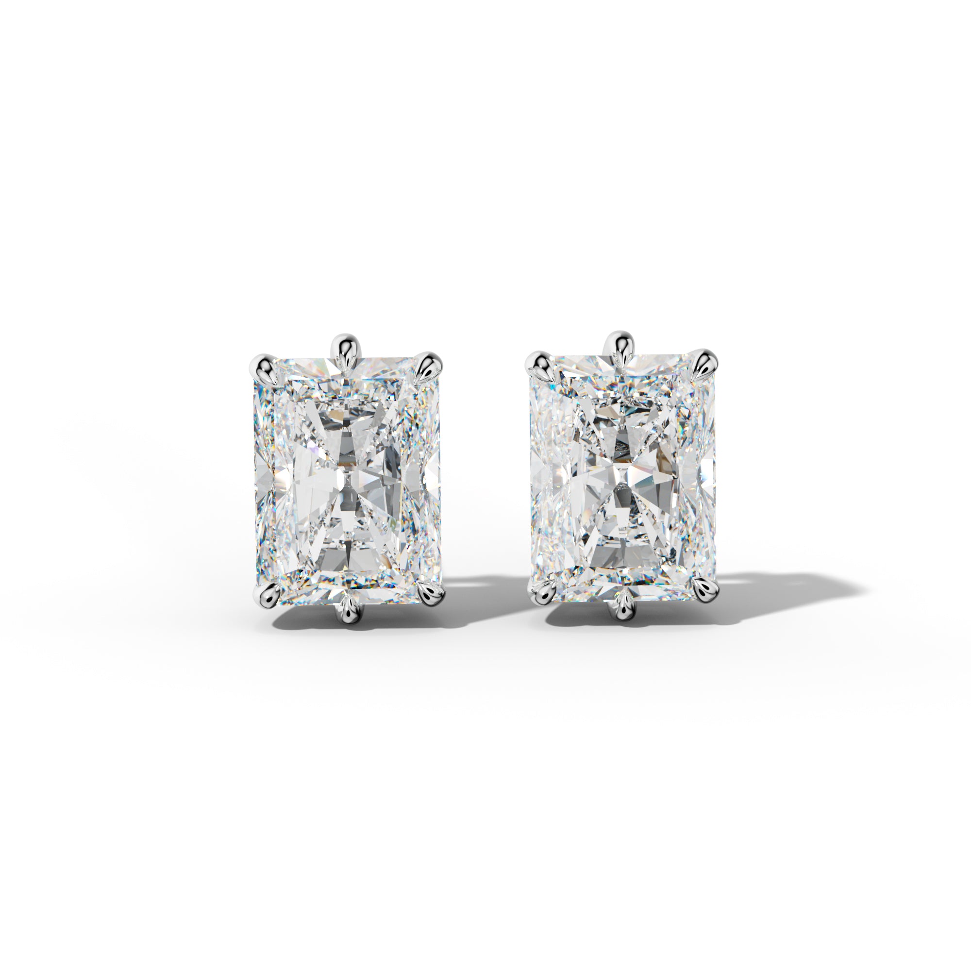 Radiant Diamond Stud Earrings With Six Prongs