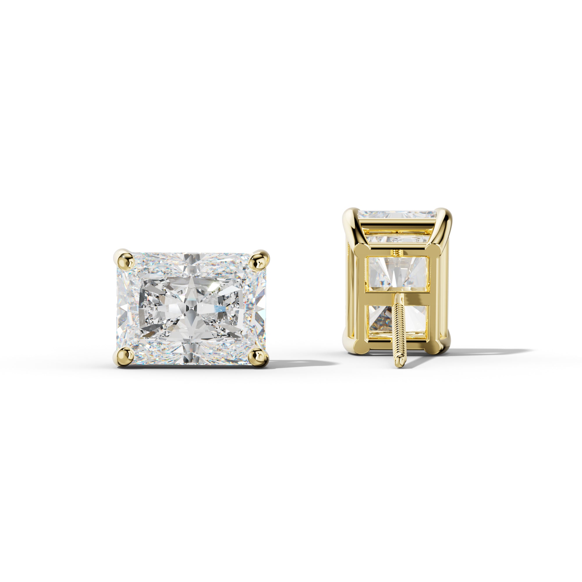 Radiant Diamond Stud Earrings With Classic Four Prongs