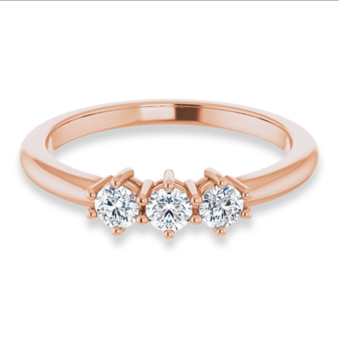 Round Diamond Three Stone Wedding Band-VIRABYANI