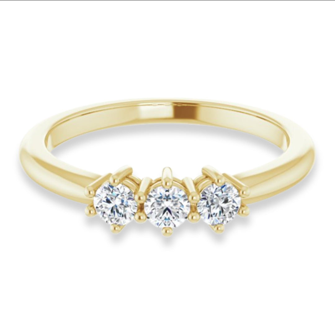 Round Diamond Three Stone Wedding Band-VIRABYANI