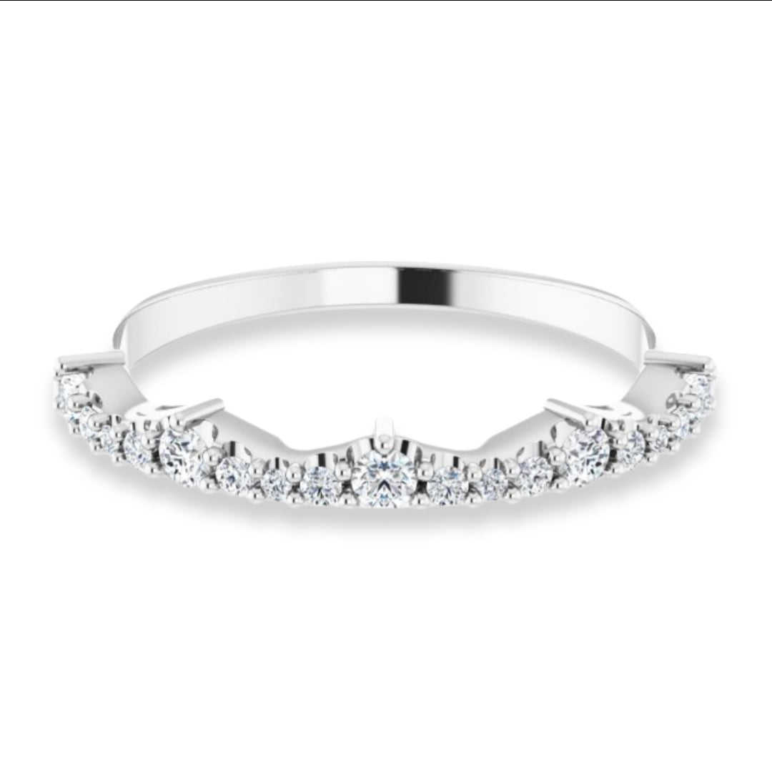 Round Diamond Wedding Band With Curves-VIRABYANI