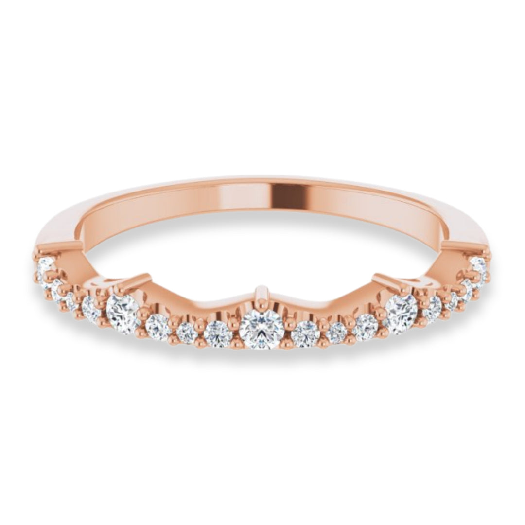 Round Diamond Wedding Band With Curves-VIRABYANI