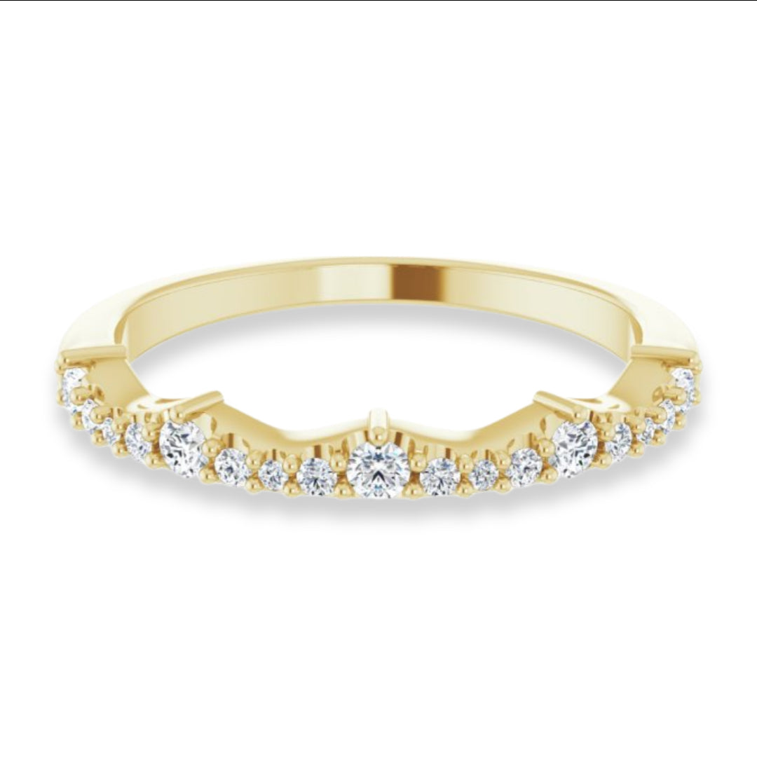 Round Diamond Wedding Band With Curves-VIRABYANI