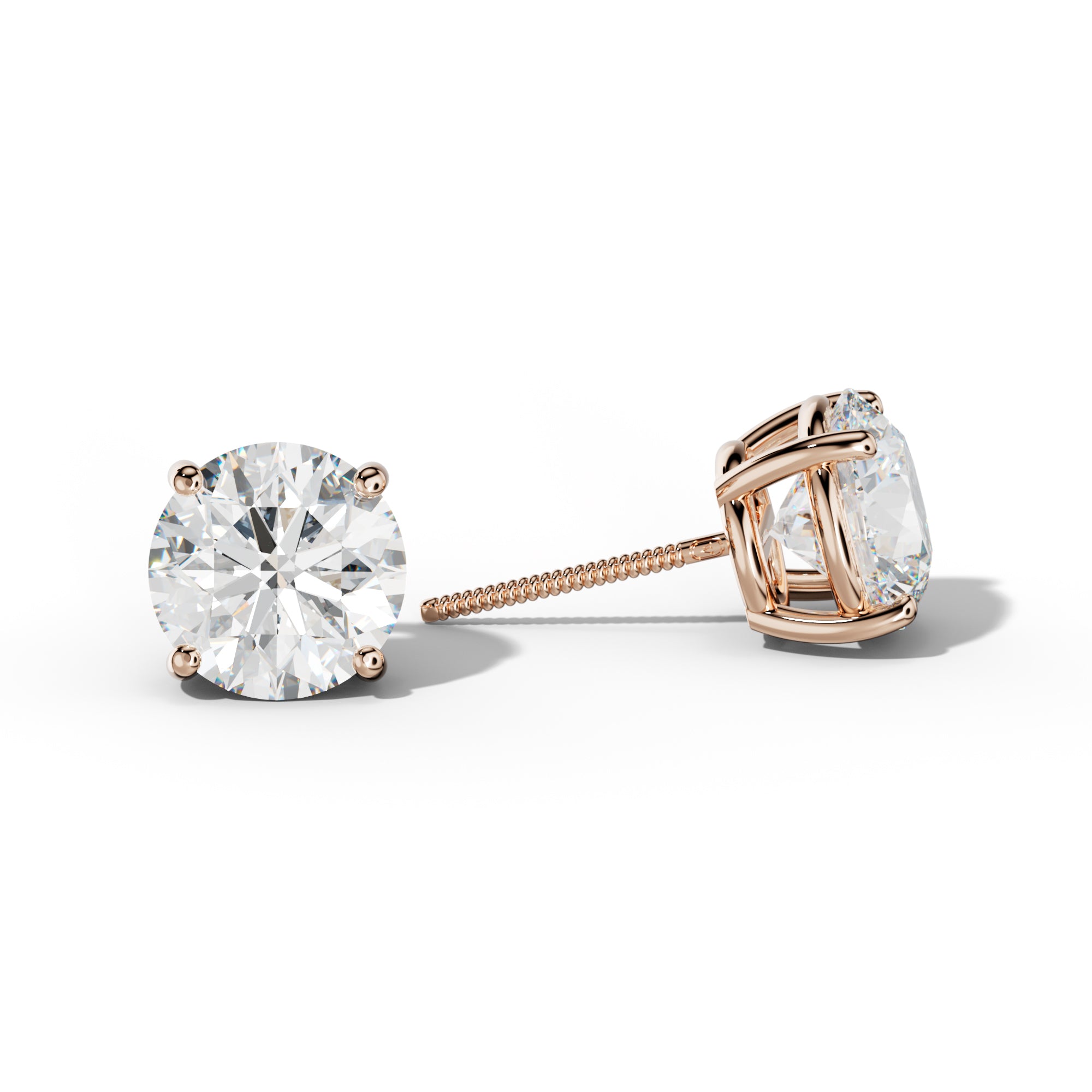 Round Diamond Stud Earrings With Classic Prongs