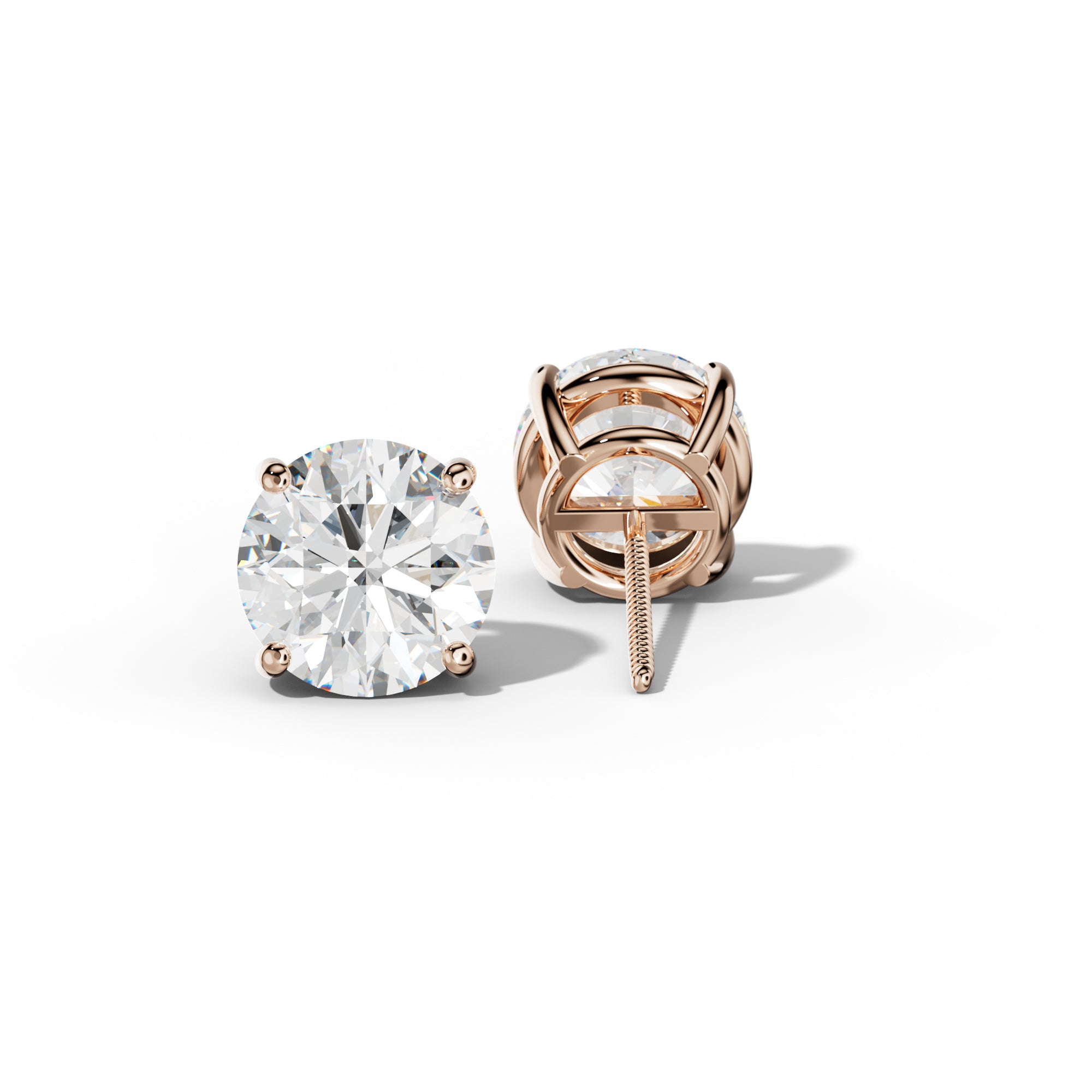 Round Diamond Stud Earrings With Classic Four Prongs