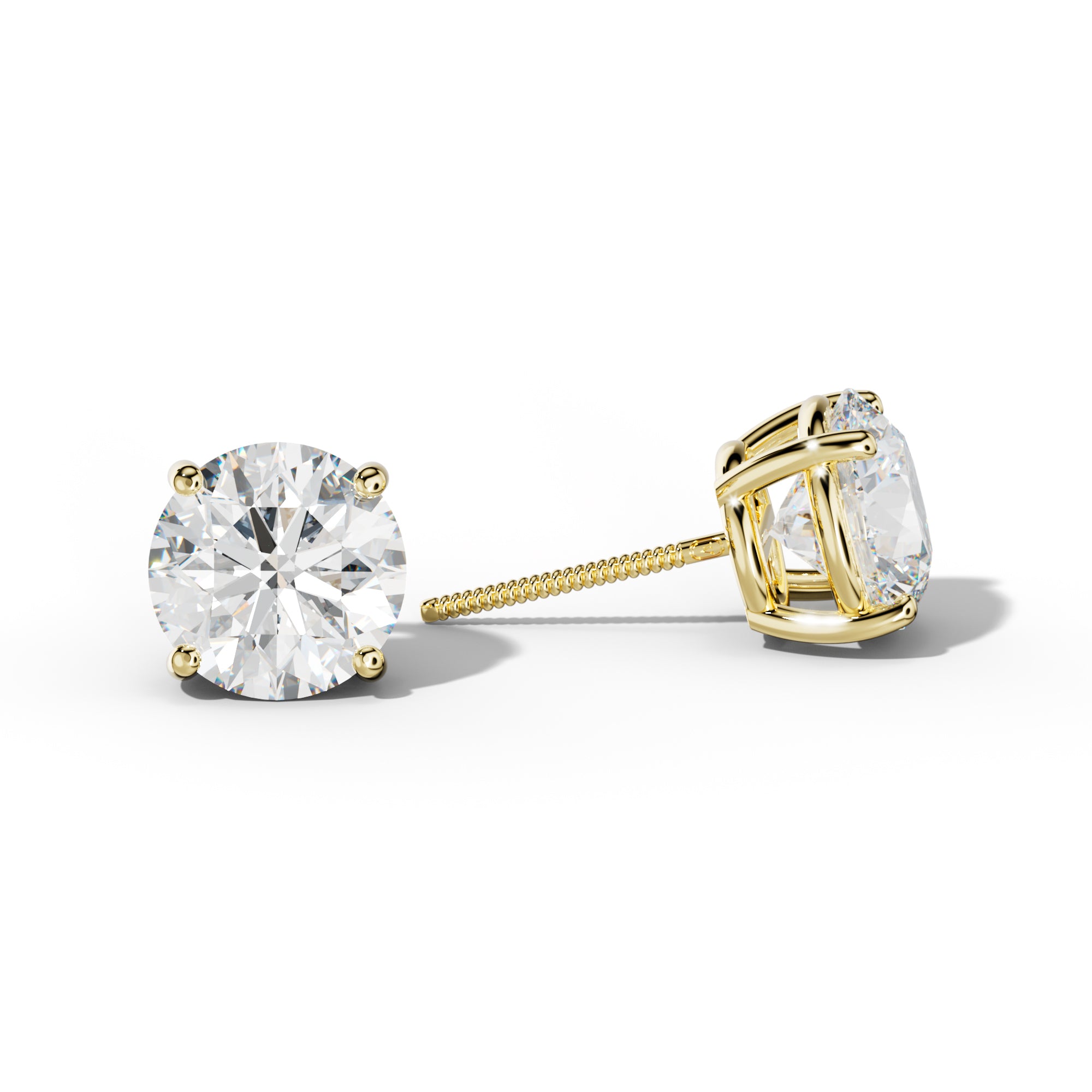 Round Diamond Stud Earrings With Classic Prongs