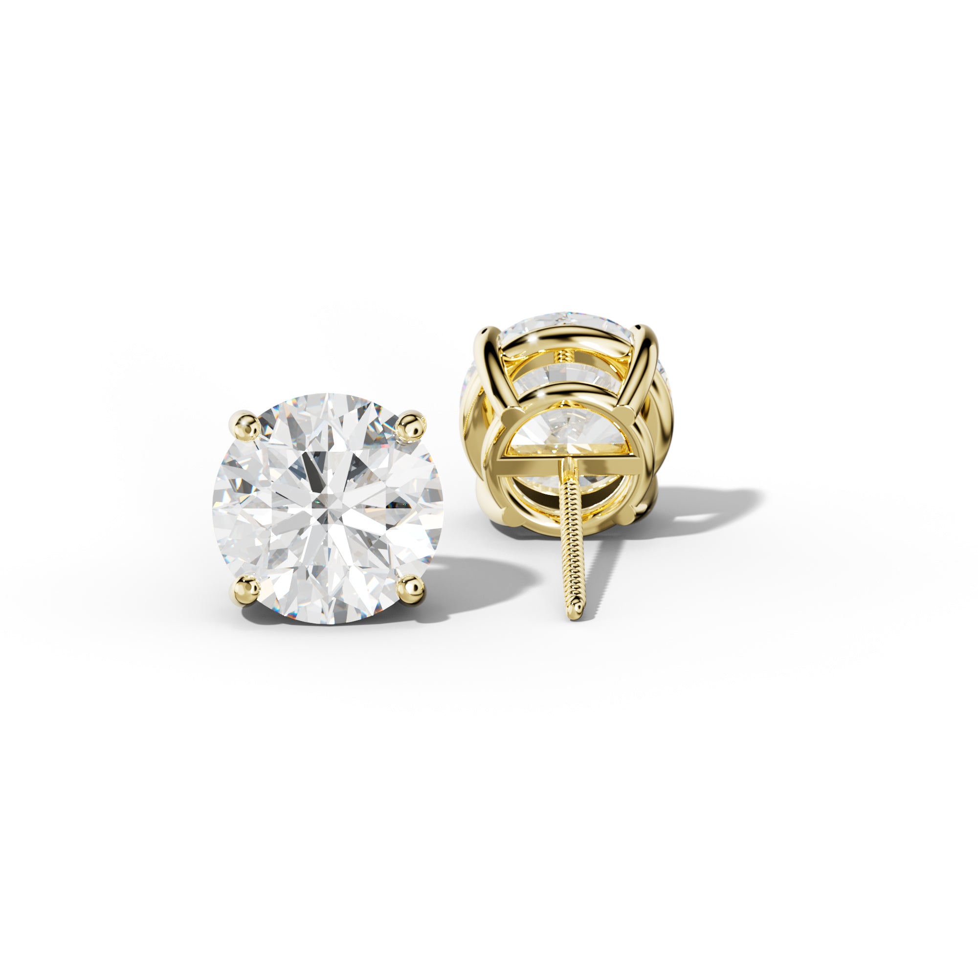 Round Diamond Stud Earrings With Classic Four Prongs
