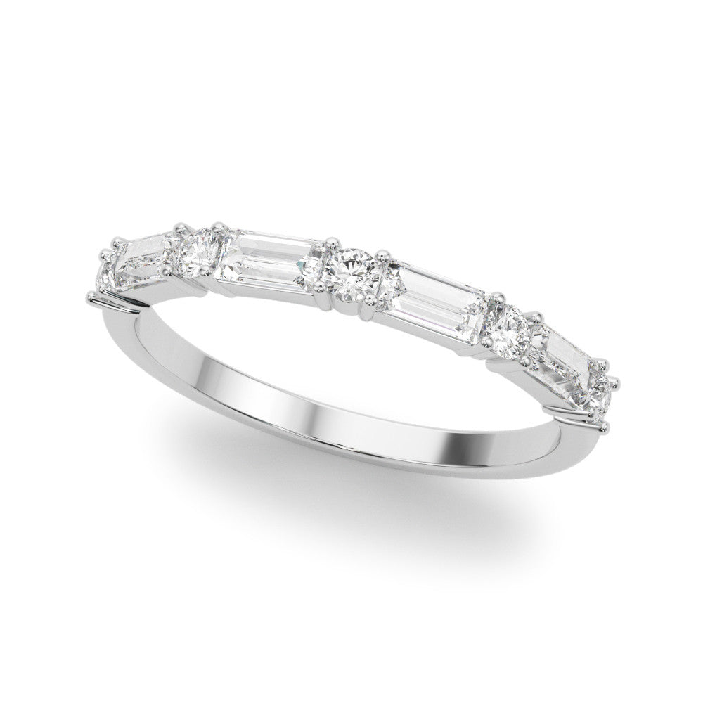 0.70 ct. Round And Baguette Diamond Band Shared Prong-VIRABYANI