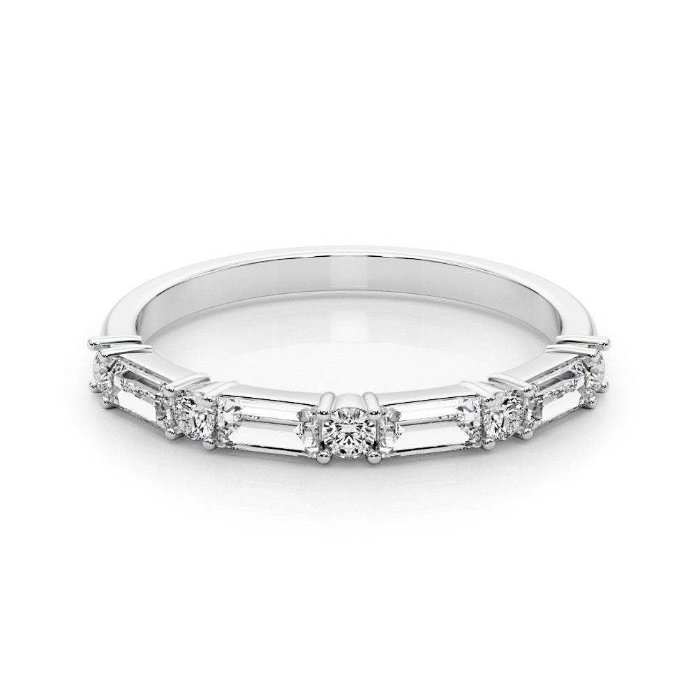 0.70 ct. Round And Baguette Diamond Band Shared Prong-VIRABYANI