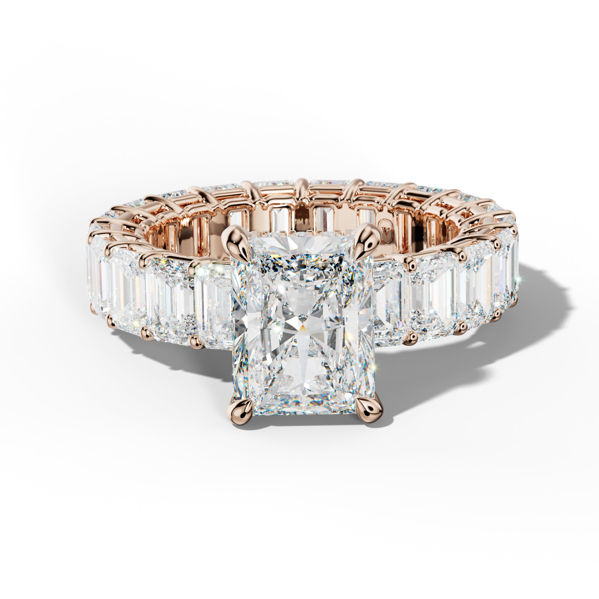 Jazmine Radiant Diamond Engagement Ring With Emerald Cut Side Stones