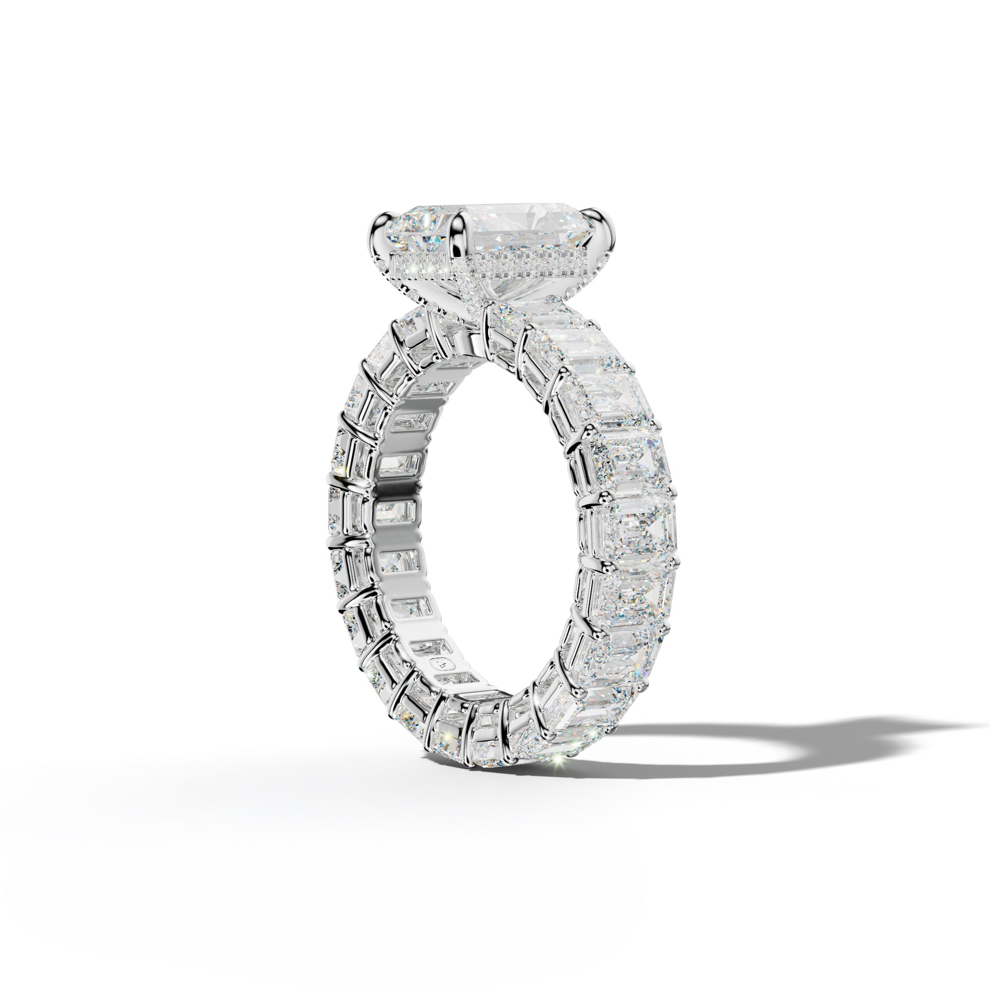 Jazmine Radiant Diamond Engagement Ring With Emerald Cut Side Stones