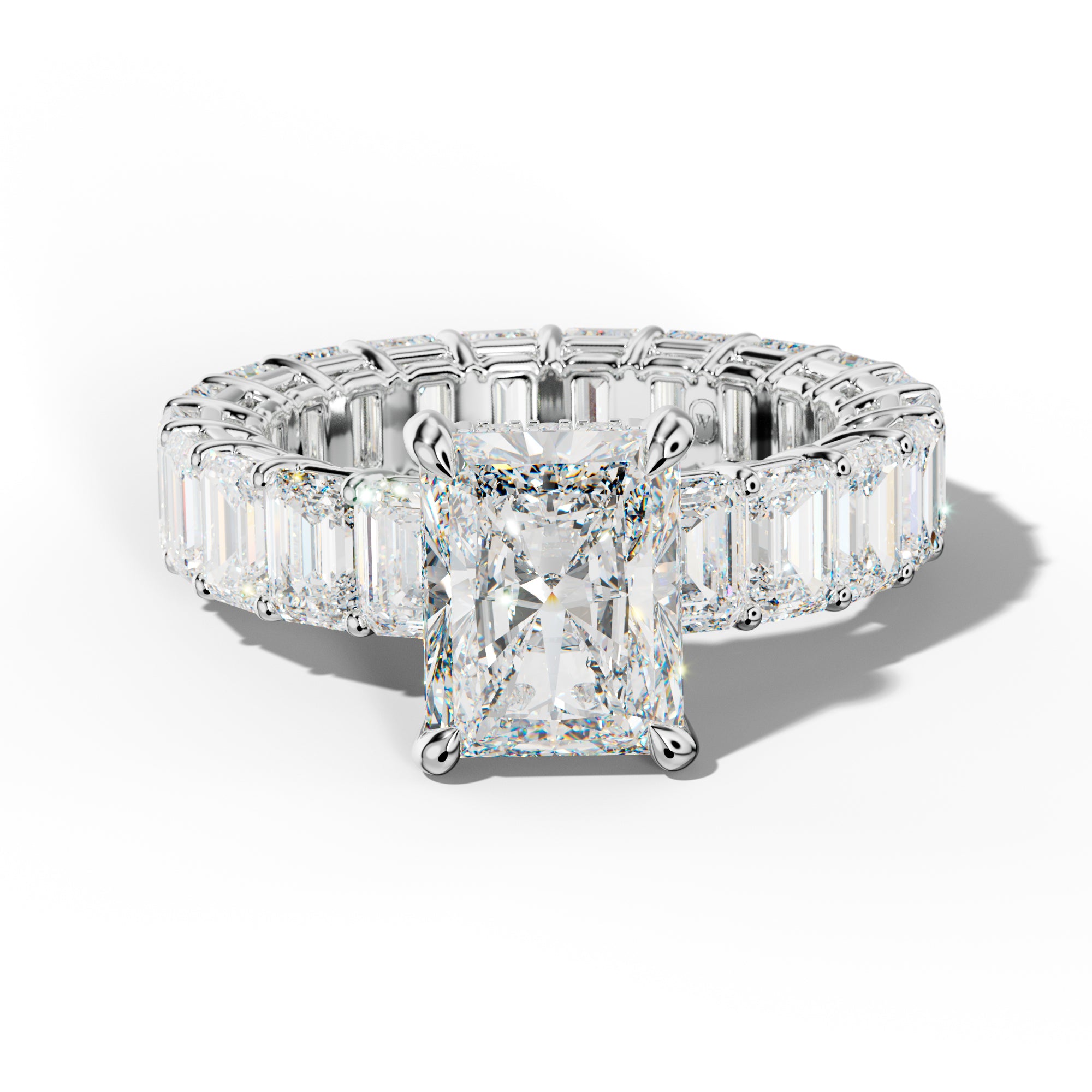 Jazmine Radiant Diamond Engagement Ring With Emerald Cut Side Stones