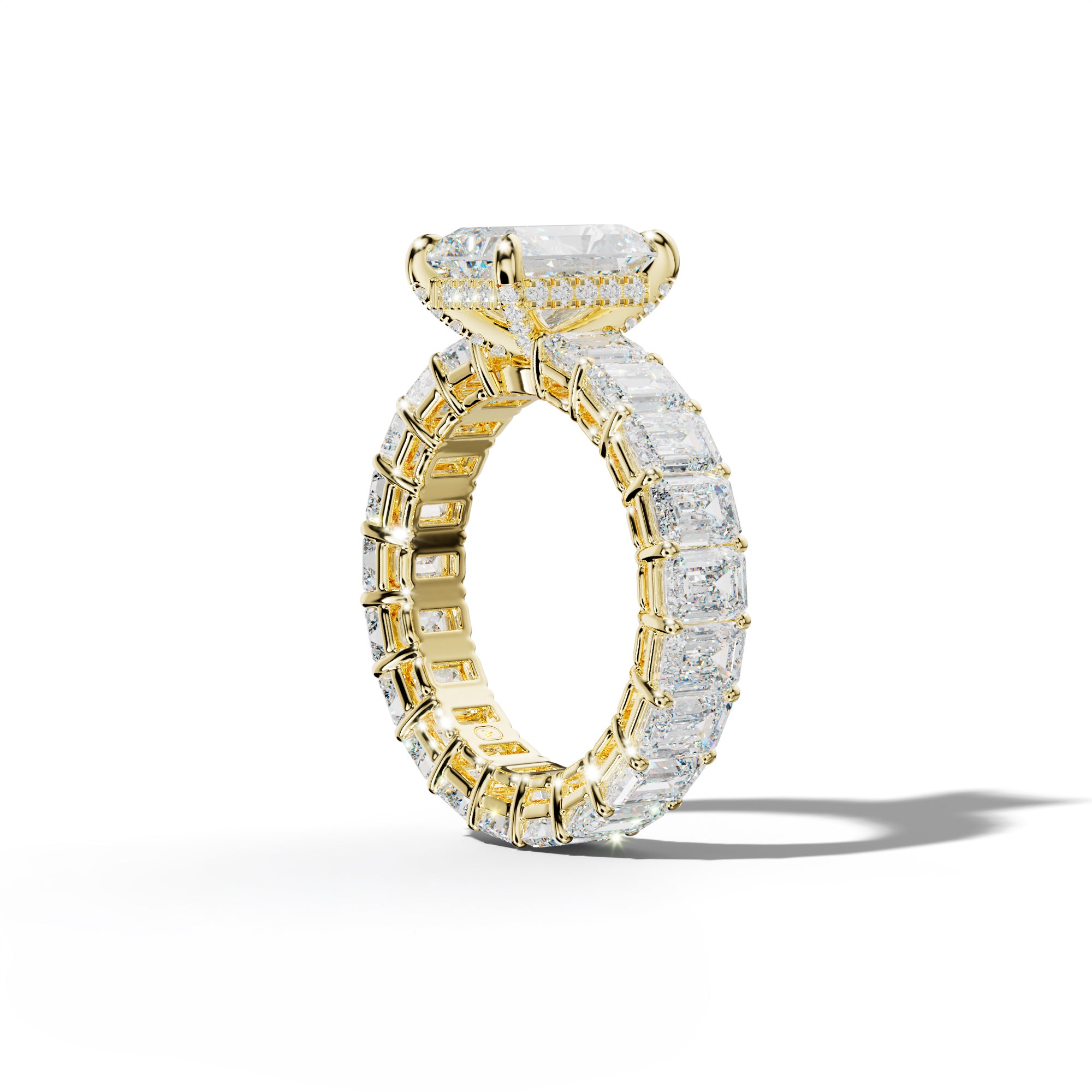 Jazmine Radiant Diamond Engagement Ring With Emerald Cut Side Stones