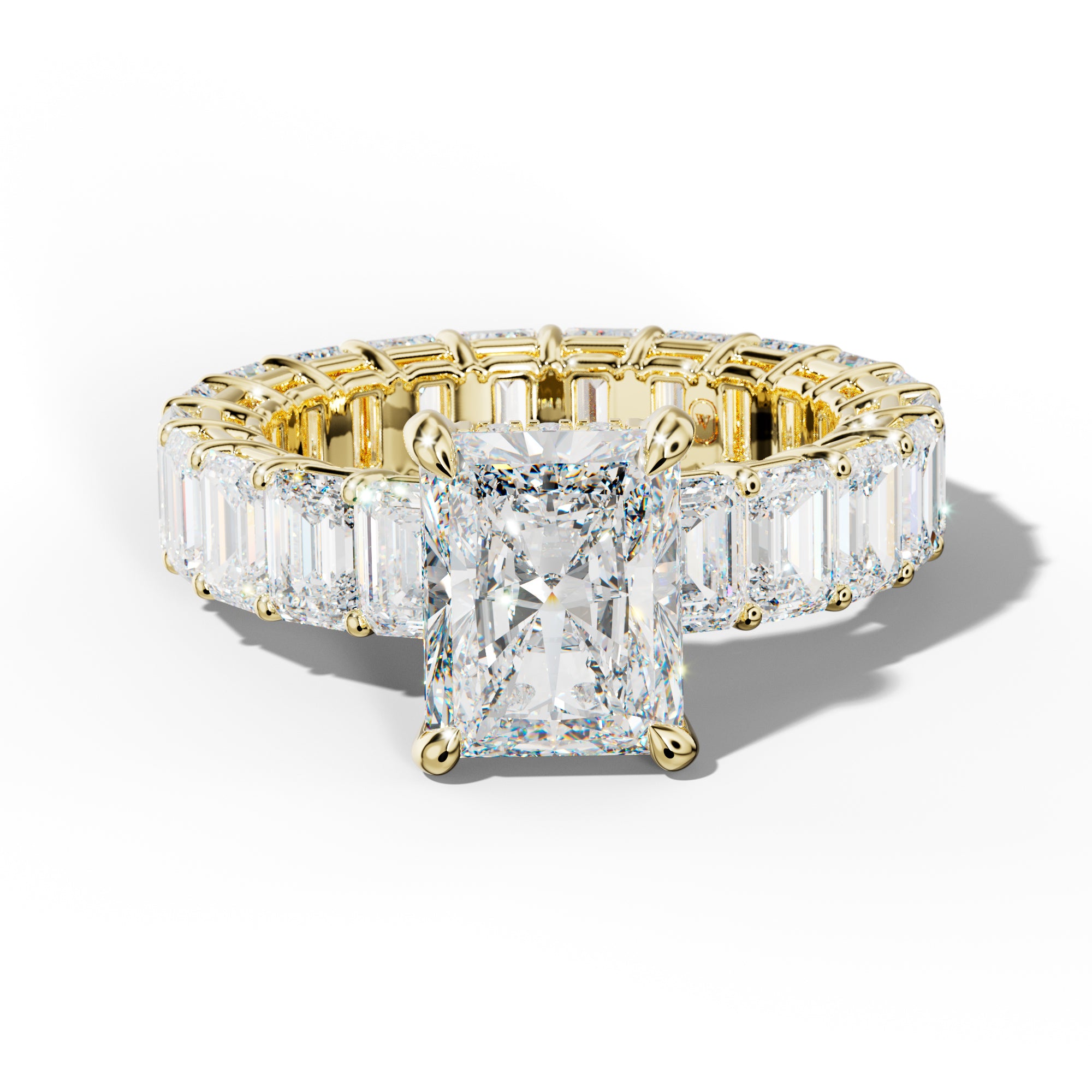 Jazmine Radiant Diamond Engagement Ring With Emerald Cut Side Stones