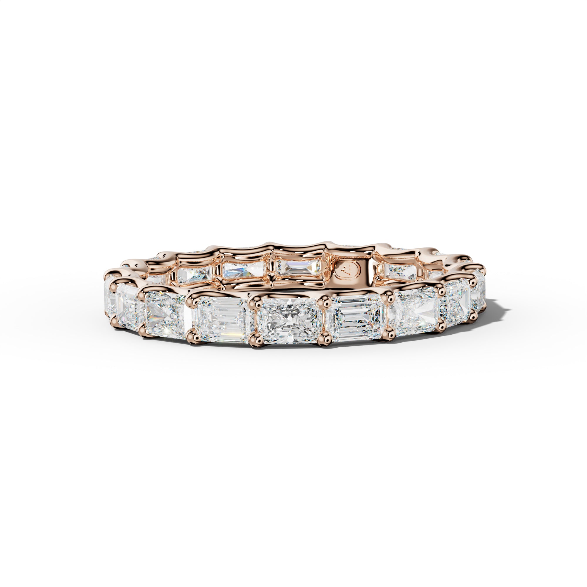 3.0 Carat East West Radiant and Emerald Diamond Eternity Band Shared Prong