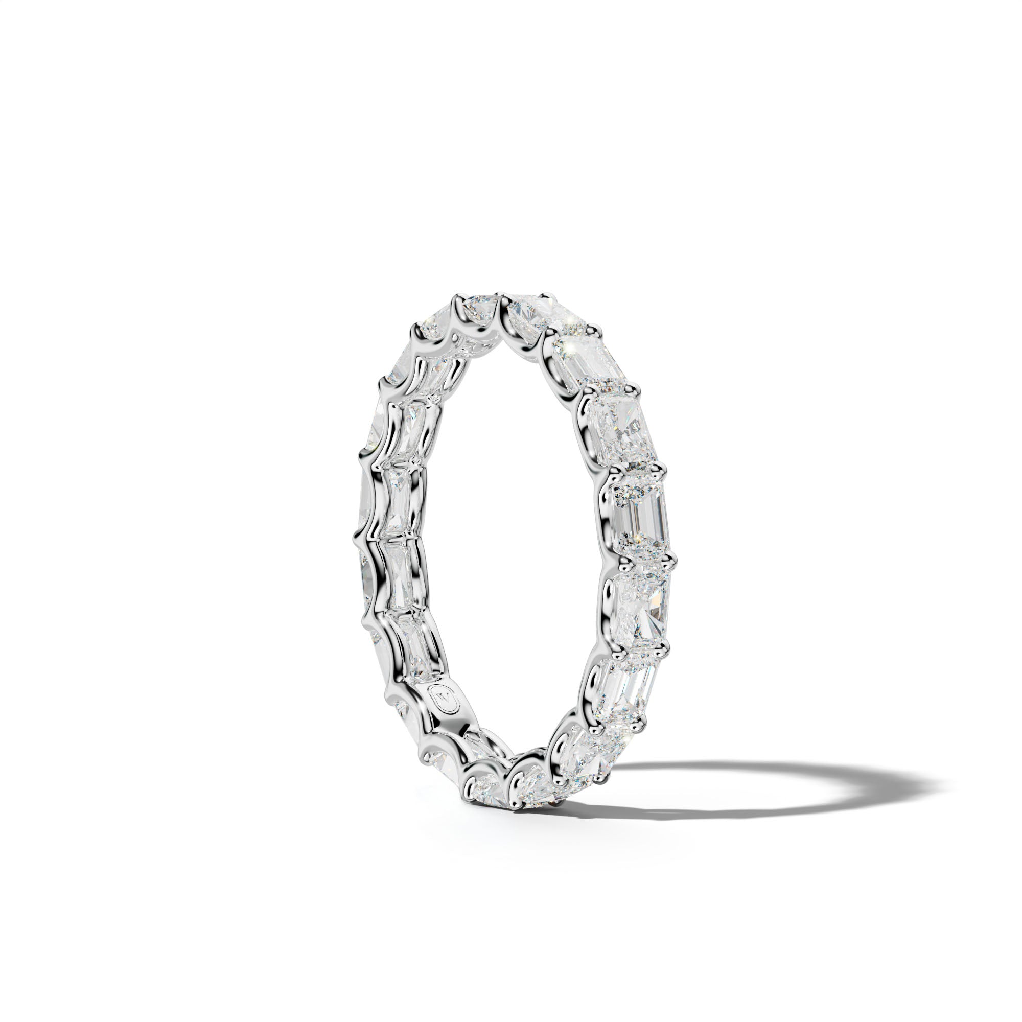 3.0 Carat East West Radiant and Emerald Diamond Eternity Band Shared Prong