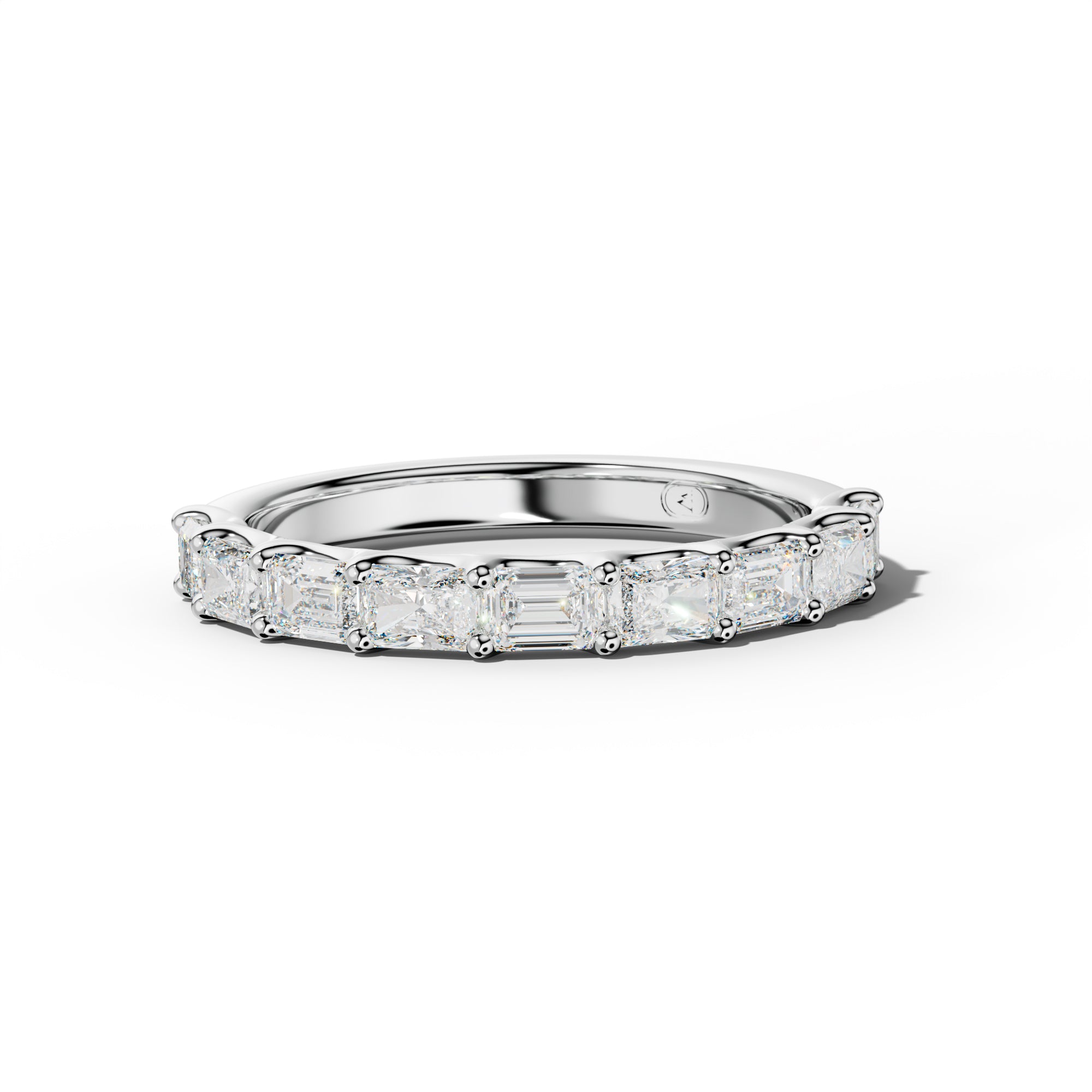 1.0 Carat East West Radiant and Emerald Diamond Half Anniversary Band Shared Prong