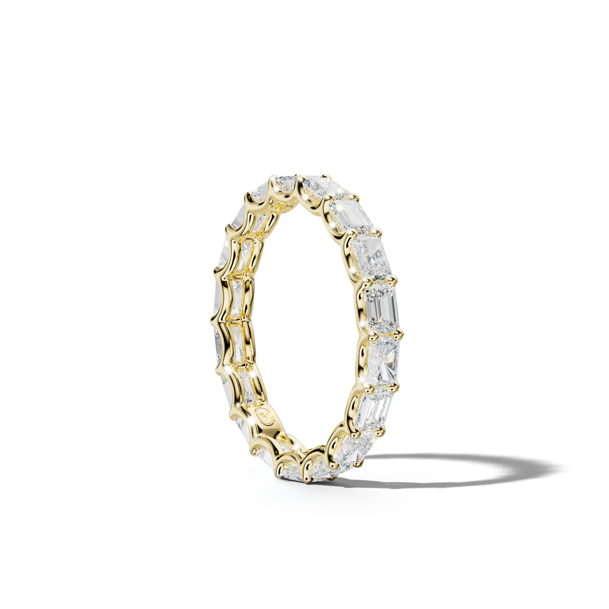 3.0 Carat East West Radiant and Emerald Diamond Eternity Band Shared Prong