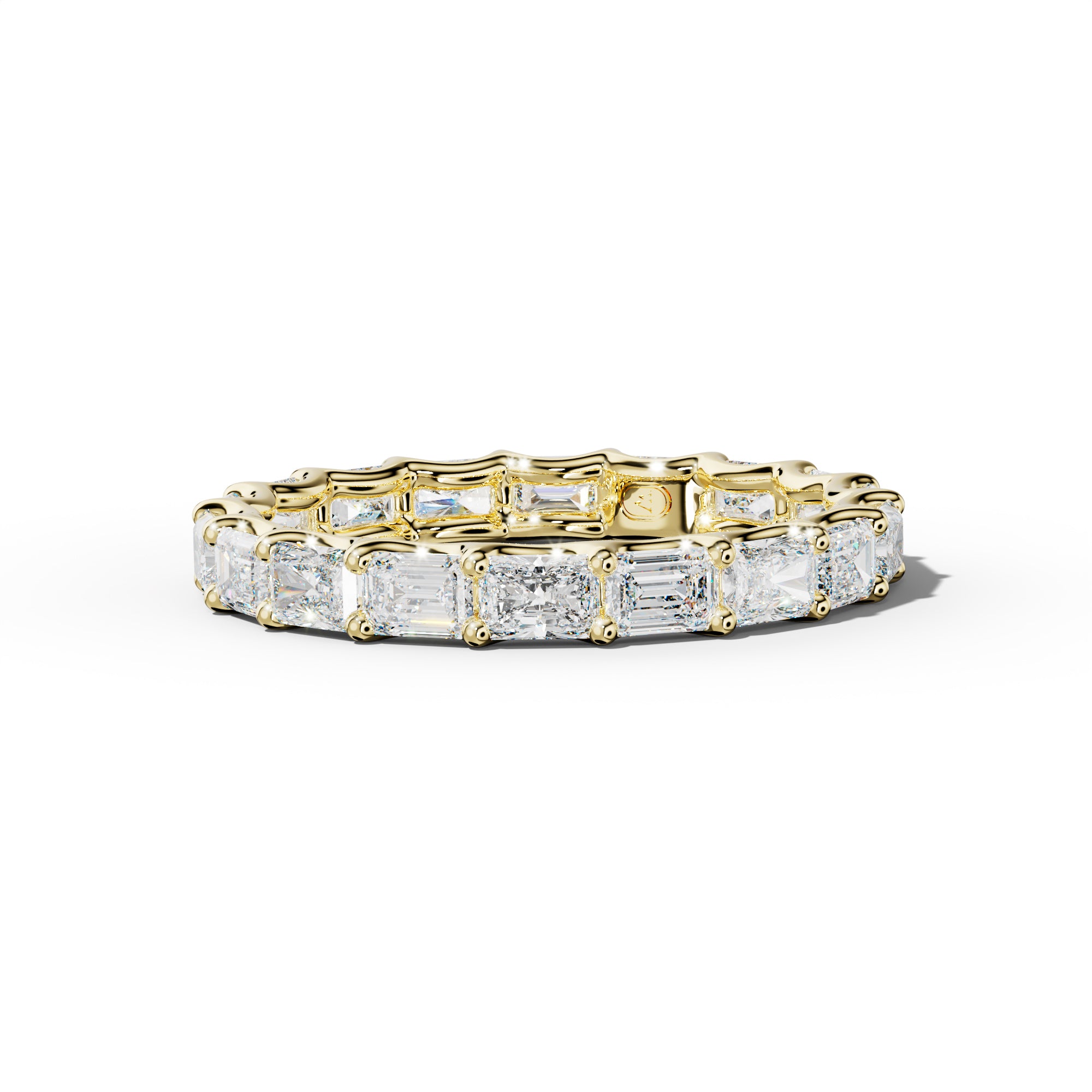 3.0 Carat East West Radiant and Emerald Diamond Eternity Band Shared Prong