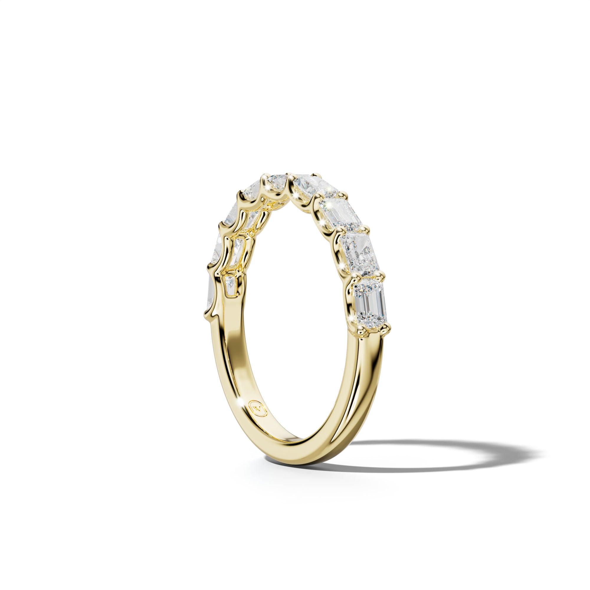 1.0 Carat East West Radiant and Emerald Diamond Half Anniversary Band Shared Prong
