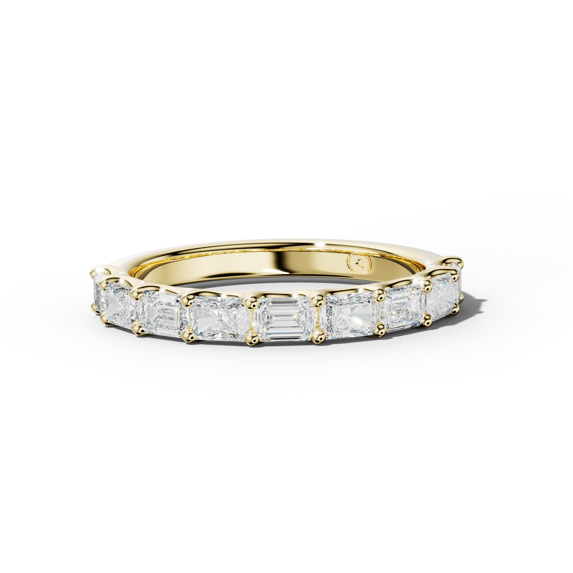 1.0 Carat East West Radiant and Emerald Diamond Half Anniversary Band Shared Prong