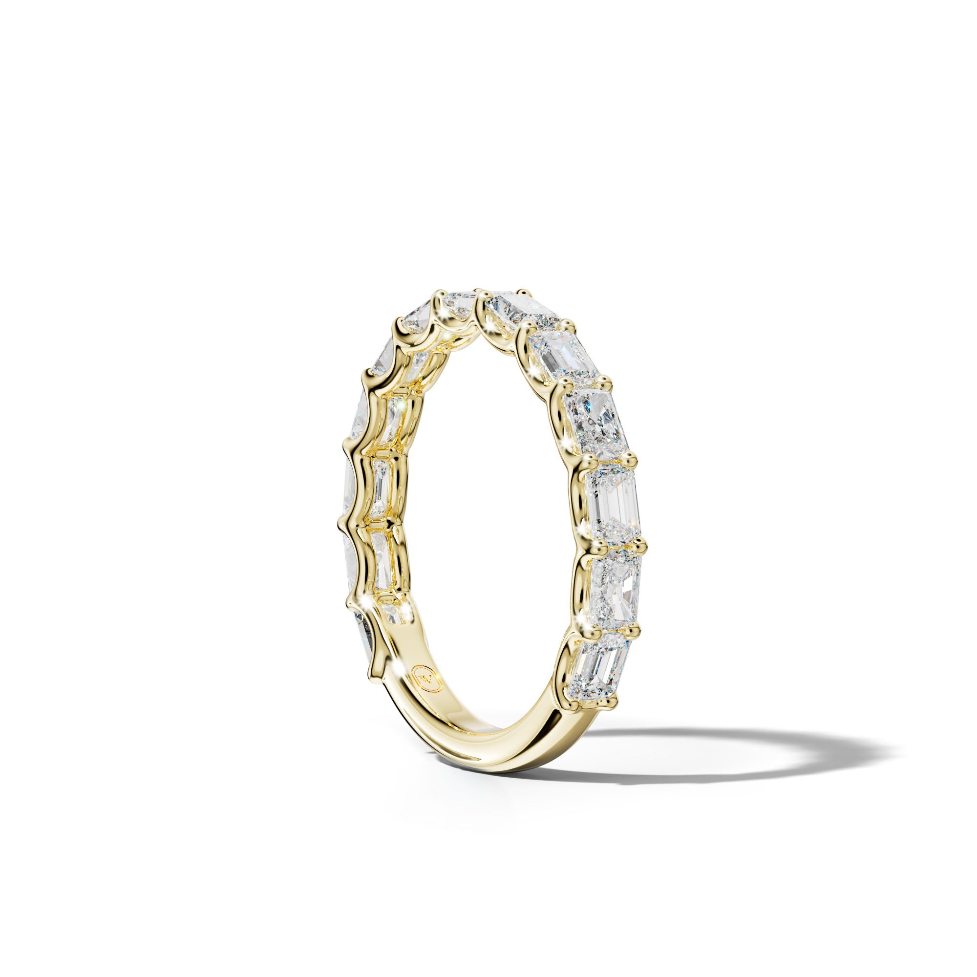 2.0 Carat East West Radiant and Emerald Diamond 3/4 Anniversary Band Shared Prong