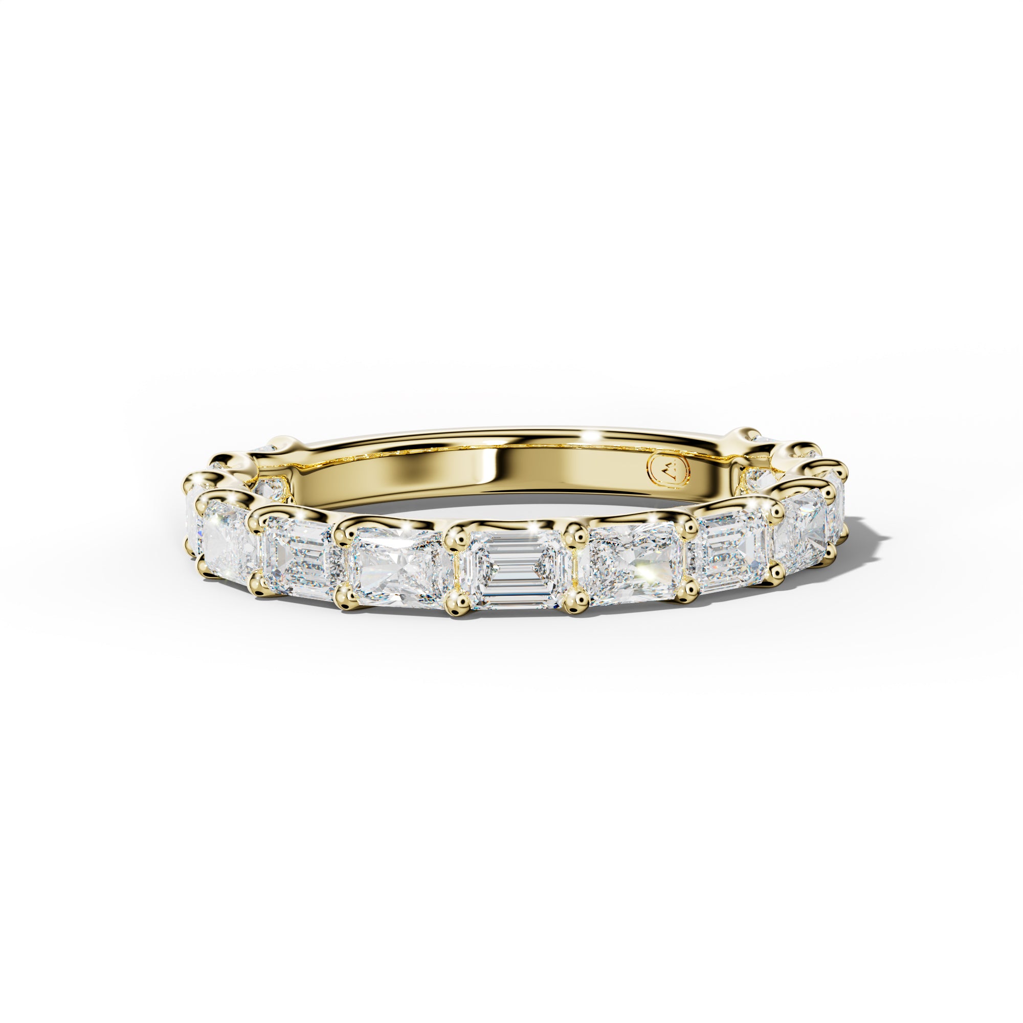 2.0 Carat East West Radiant and Emerald Diamond 3/4 Anniversary Band Shared Prong
