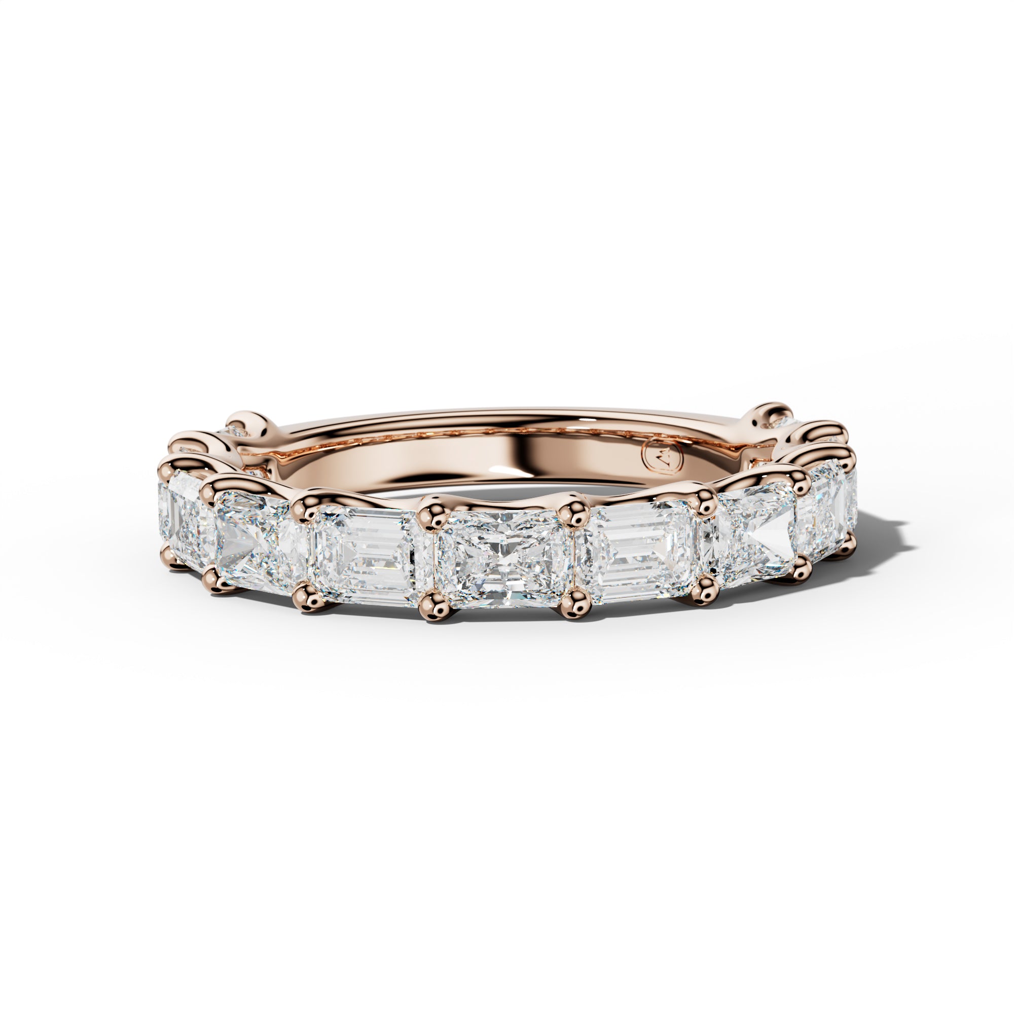 3.0 Carat East West Radiant and Emerald Diamond 3/4 Anniversary Band Shared Prong