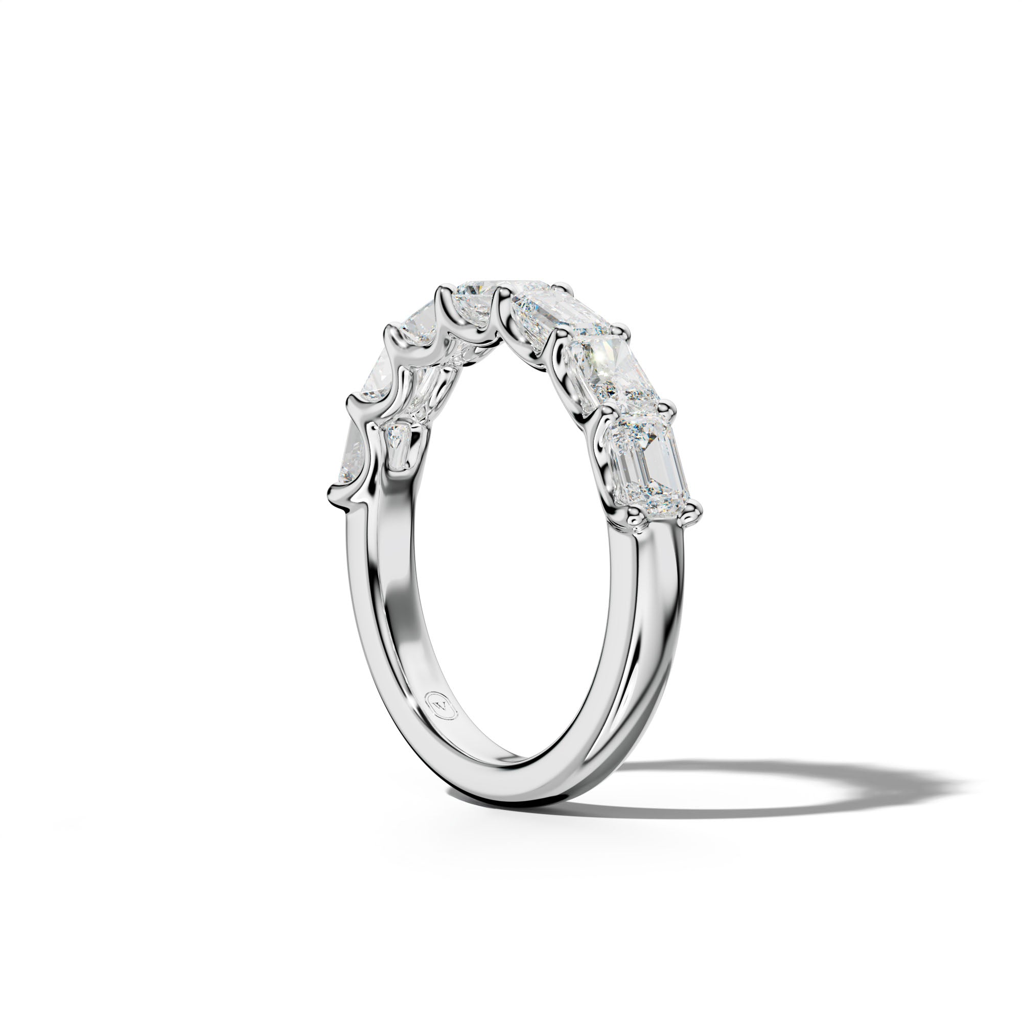 2.0 Carat East West Radiant and Emerald Diamond Half Anniversary Band Shared Prong