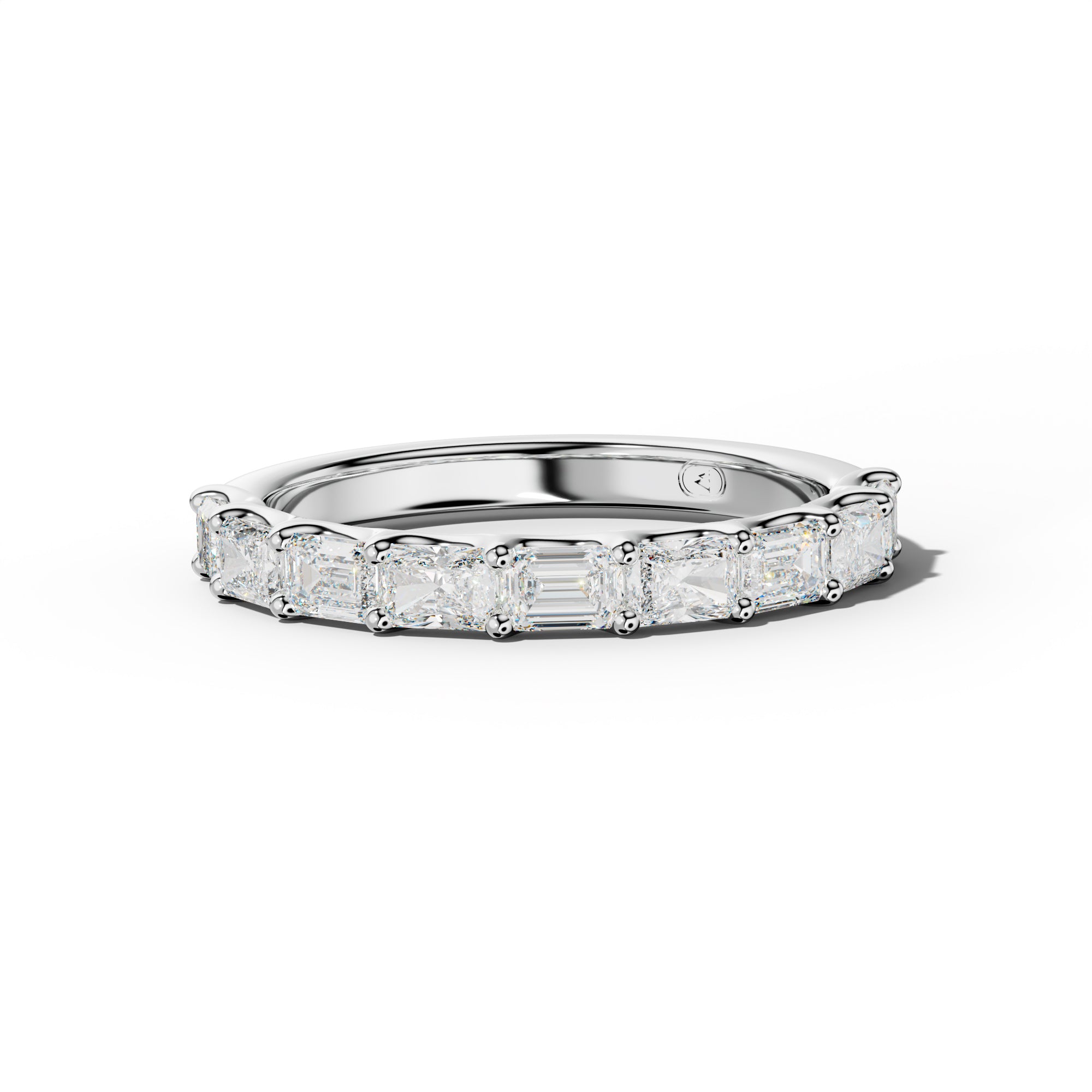 2.0 Carat East West Radiant and Emerald Diamond Half Anniversary Band Shared Prong