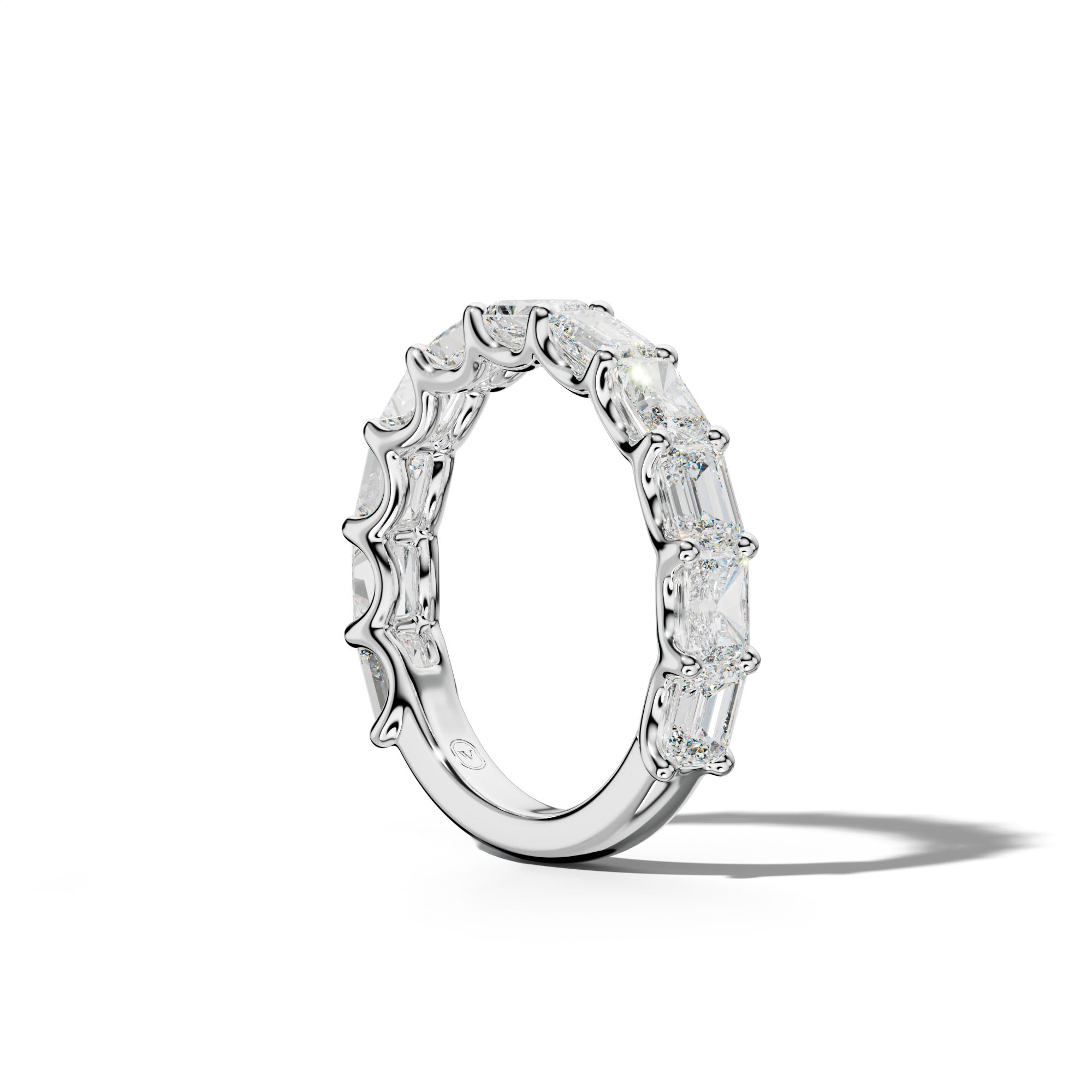 3.0 Carat East West Radiant and Emerald Diamond 3/4 Anniversary Band Shared Prong
