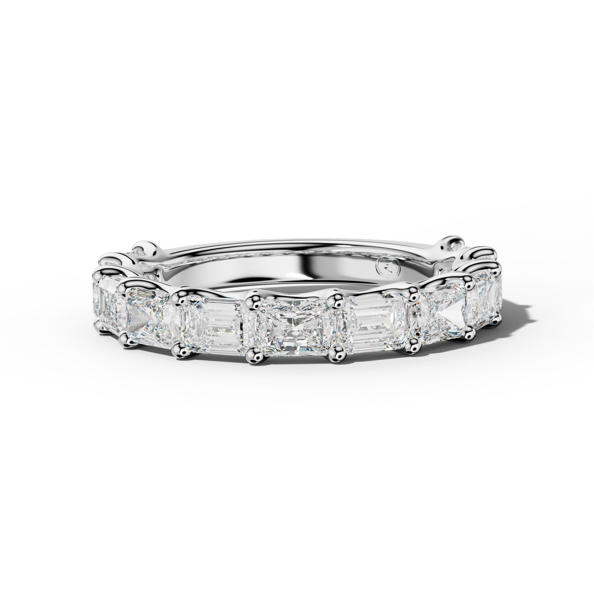 3.0 Carat East West Radiant and Emerald Diamond 3/4 Anniversary Band Shared Prong
