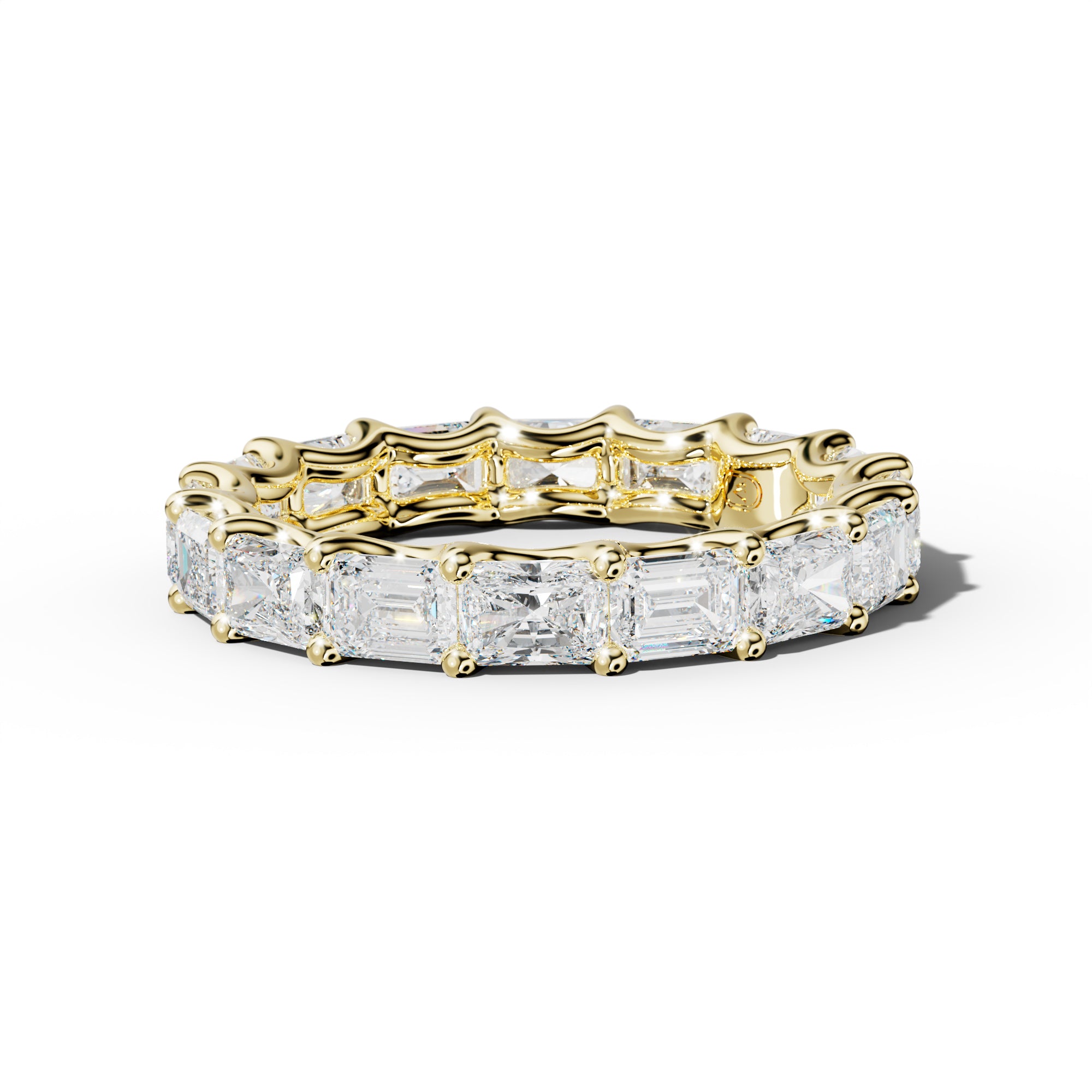 4.0 Carat East West Radiant and Emerald Diamond Eternity Band Shared Prong