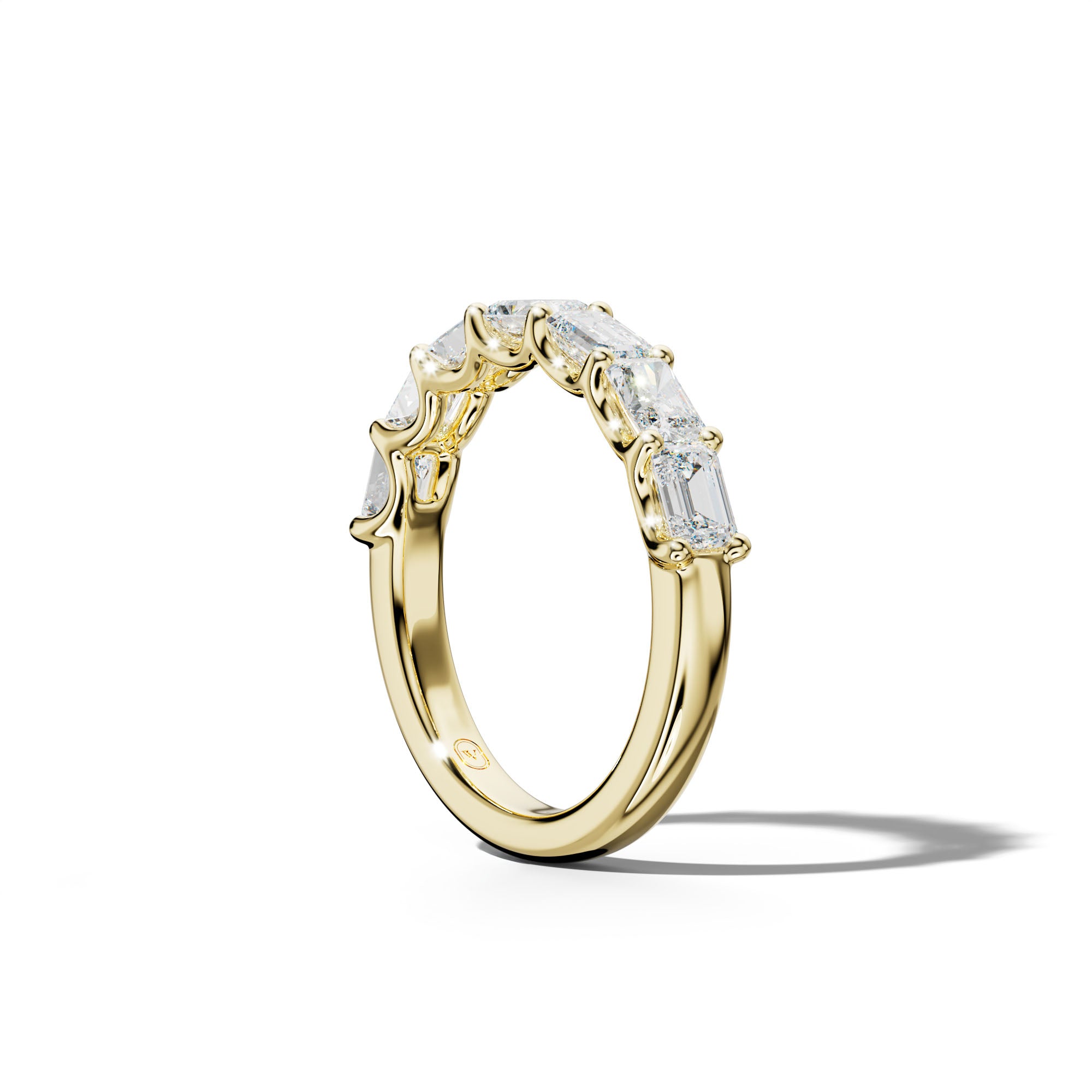 2.0 Carat East West Radiant and Emerald Diamond Half Anniversary Band Shared Prong