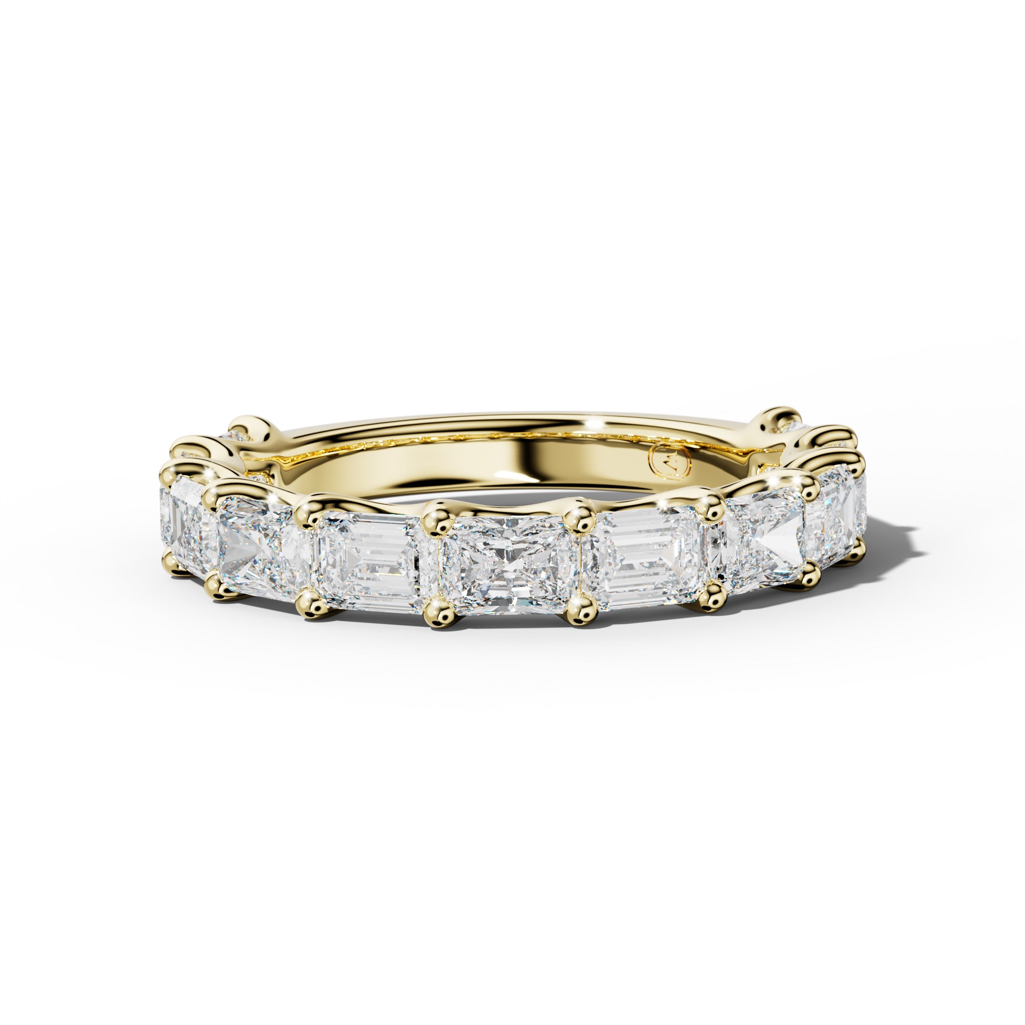 3.0 Carat East West Radiant and Emerald Diamond 3/4 Anniversary Band Shared Prong