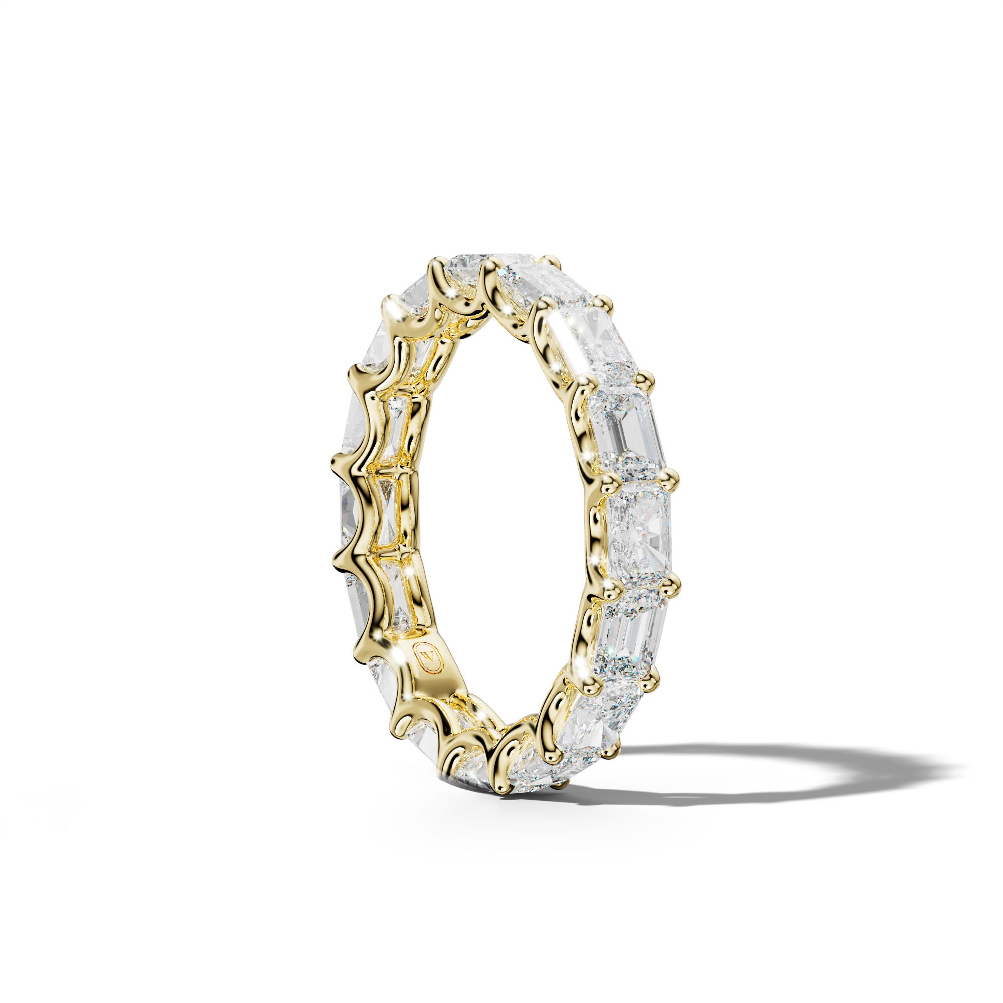 4.0 Carat East West Radiant and Emerald Diamond Eternity Band Shared Prong