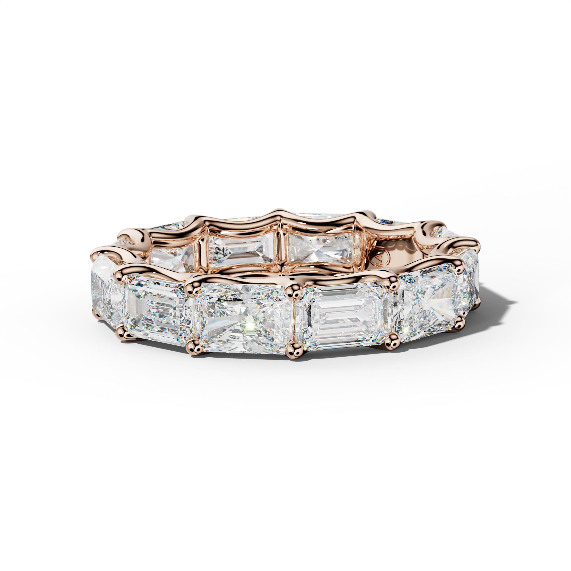 6.0 Carat East West Radiant and Emerald Diamond Eternity Band Shared Prong